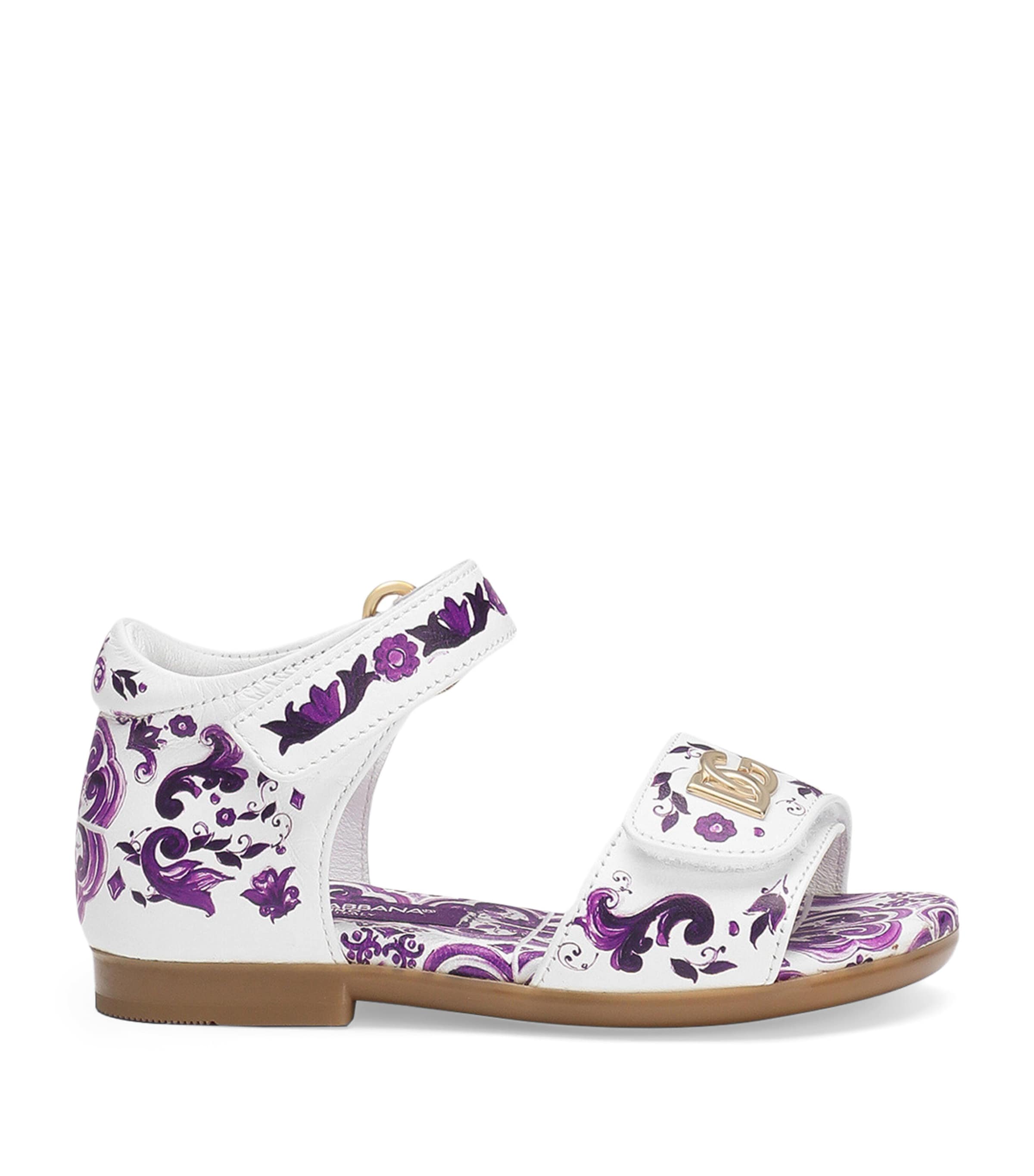 Dolce & Gabbana Kids Leather Majolica Sandals | Kids New In | Girls Shoes | Sandals | Designers | Dolce & Gabbana