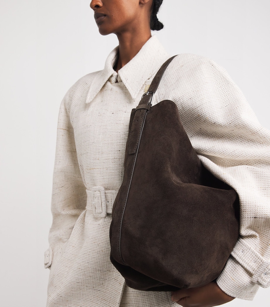 Suede Belted Tote Bag 102 BROWN Image 2