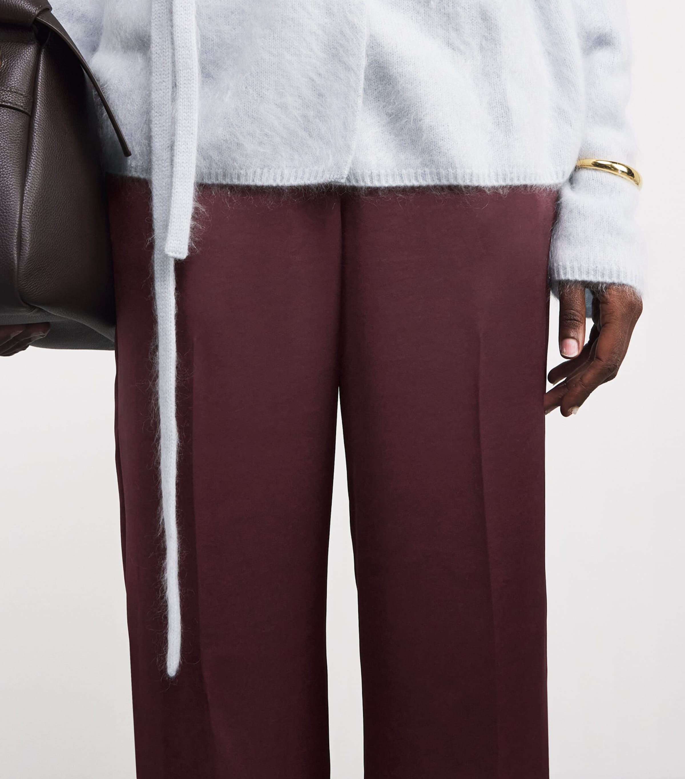 Satin Tailored Trousers BURGUNDY Image 6