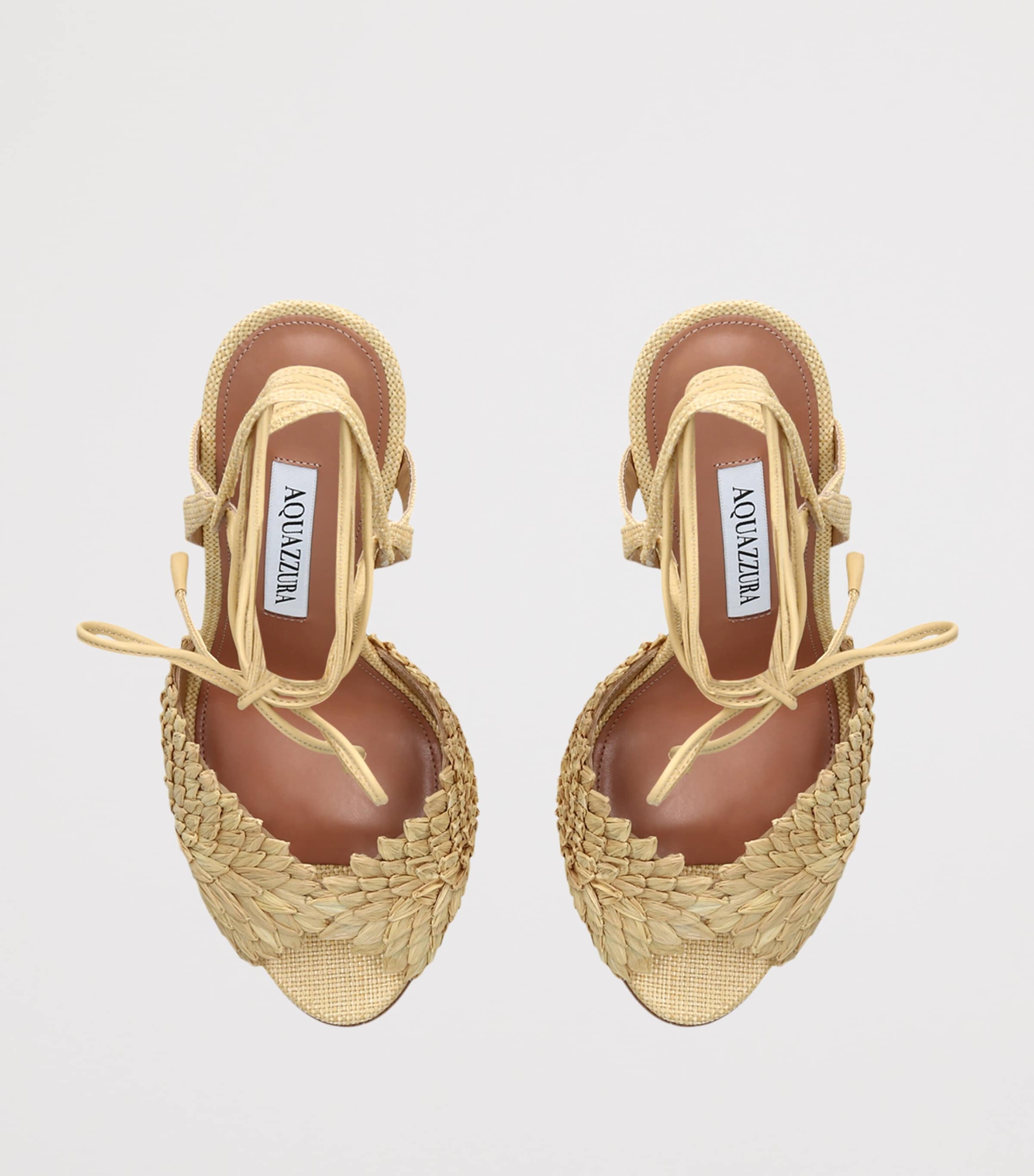 Aquazzura Raffia Rio Flirt Heeled Sandals 105 Beige Image 4