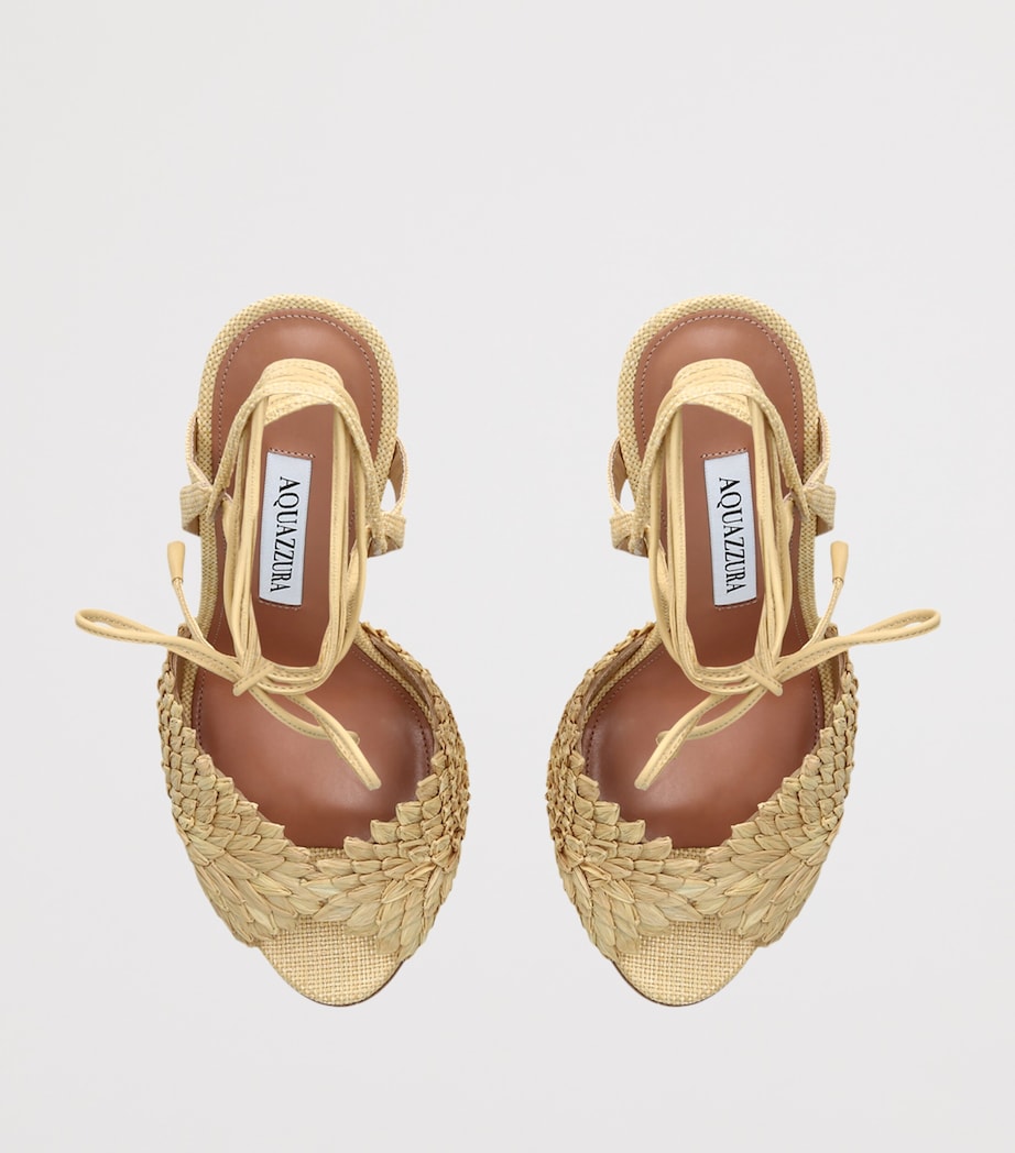 Aquazzura Raffia Rio Flirt Heeled Sandals 105 Beige Image 4