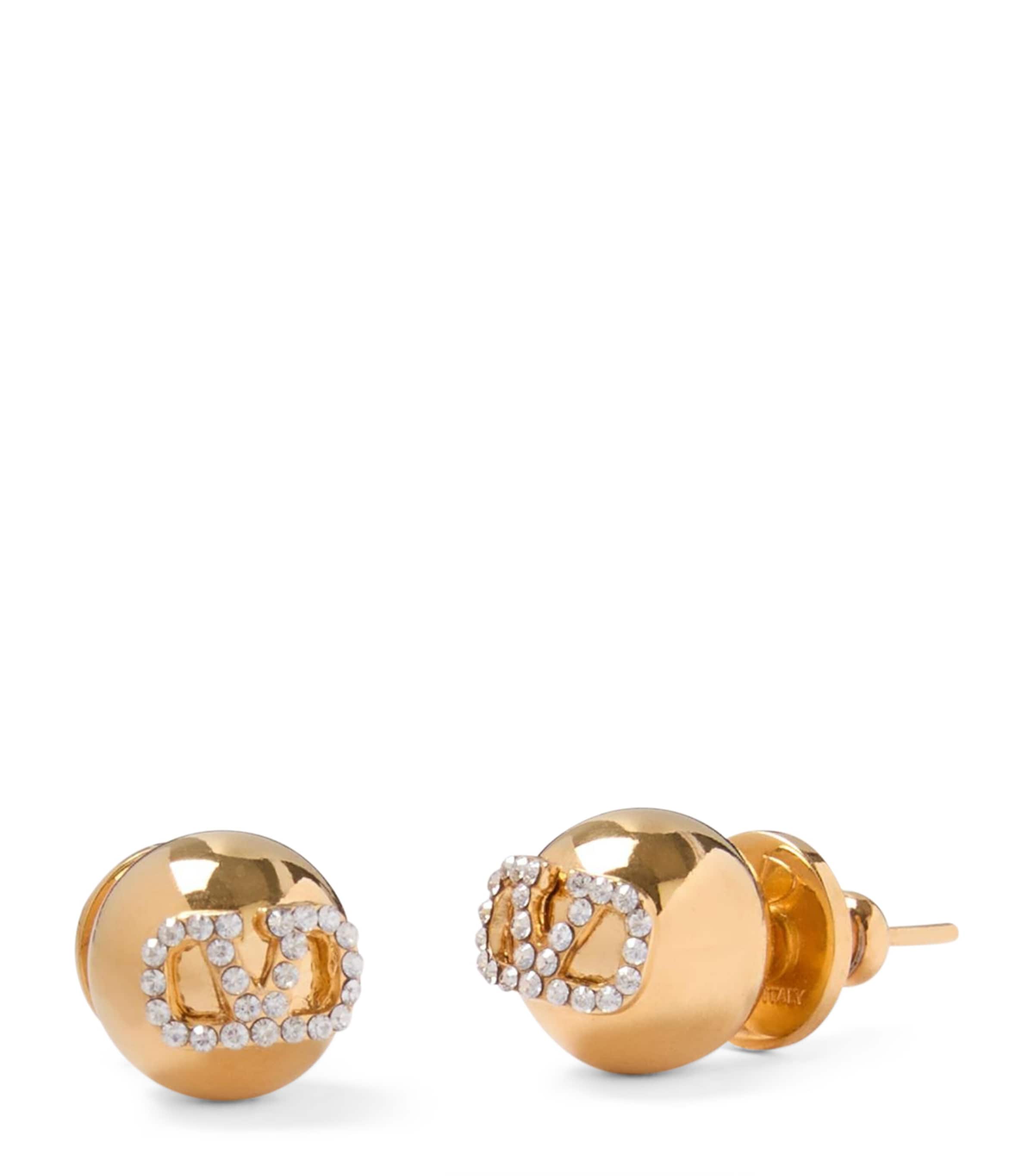 Valentino Garavani Women Vlogo Earrings With Swarowski Crystals In Gold