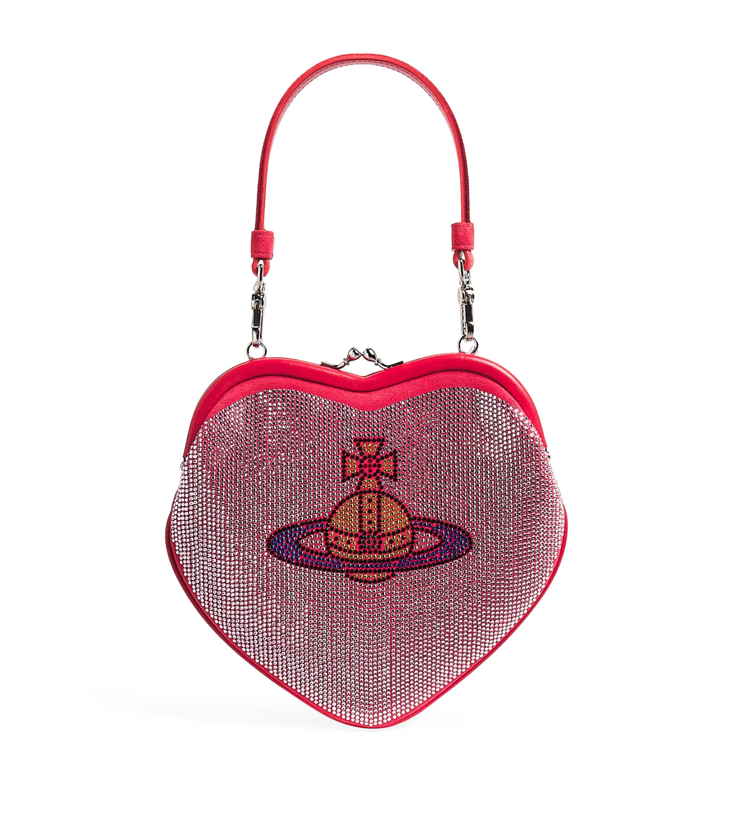 Vivienne Westwood Embellished Leather Belle Heart Frame Purse Pink Image 1