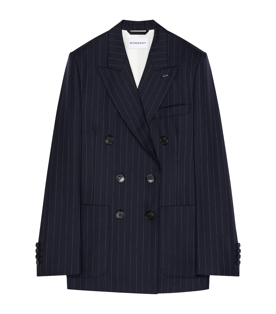 Givenchy Womens Wool Pinstripe Double-Breasted Blazer Image 1