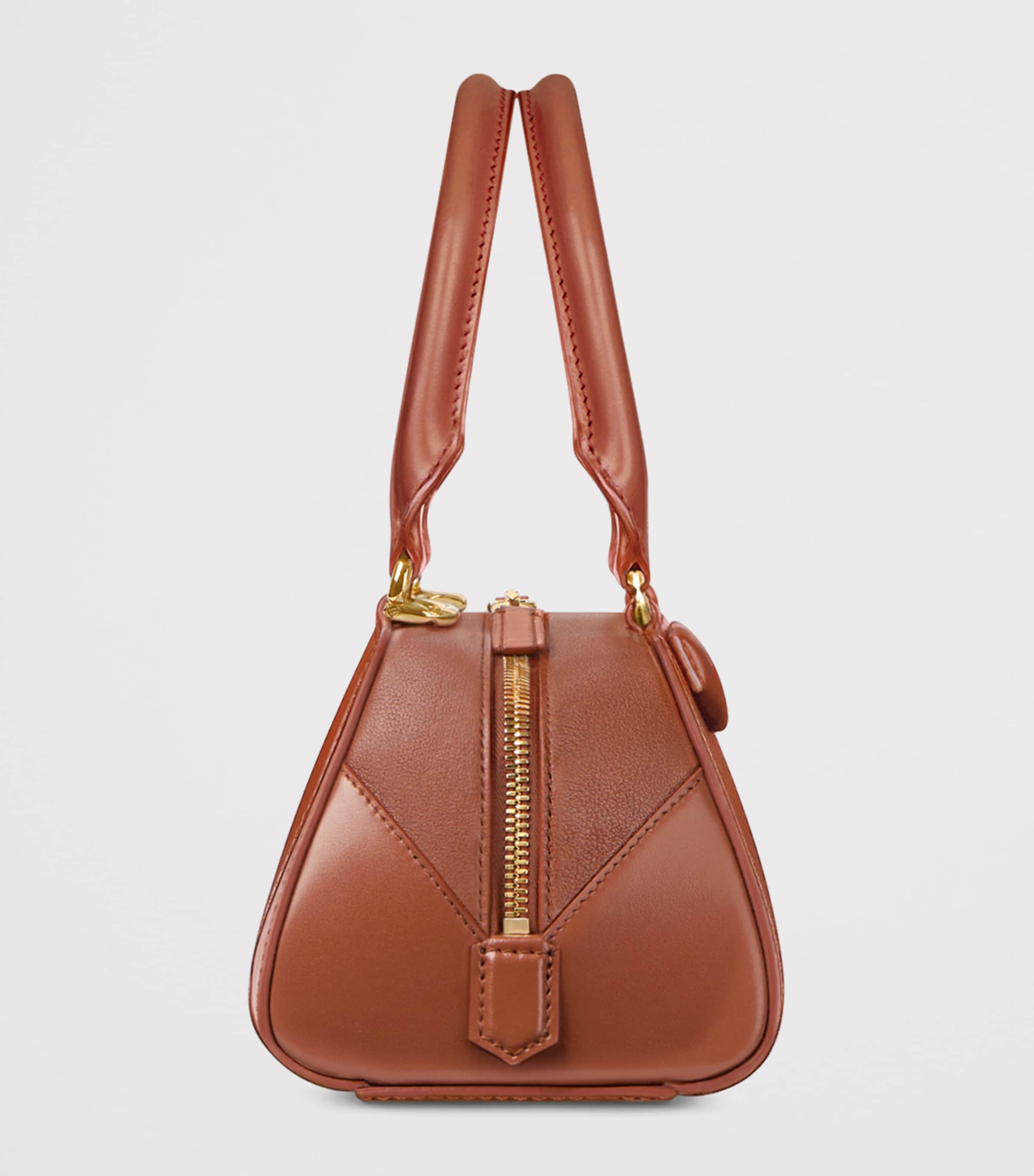 Mini Leather Antigona East-West Top-Handle Bag CARAMEL BROWN Image 3