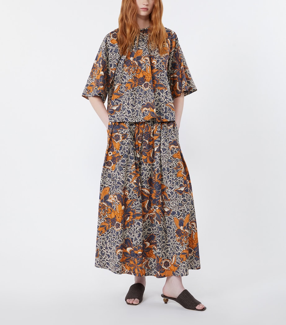 Weekend Max Mara Womens Cotton Floral Blouse Navy Image 2