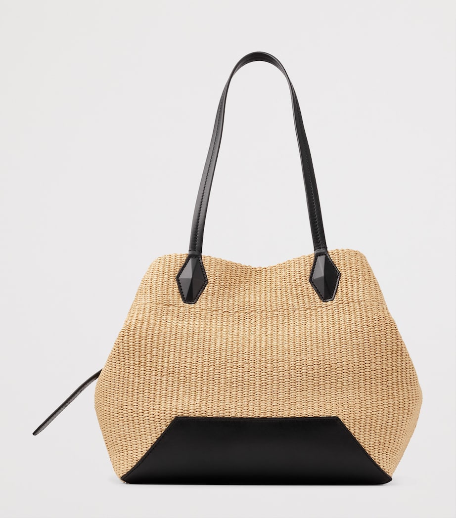 Medium Diamond Raffia Tote Bag NATURAL/BLACK/GOLD Image 4