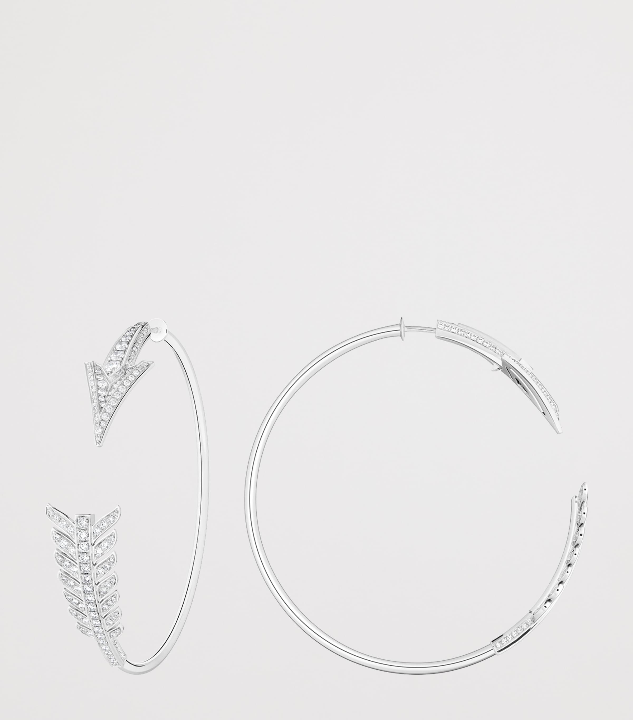 White Gold and Diamond Nature Triomphante Flèche Hoop Earrings WHITE GOLD Image 2