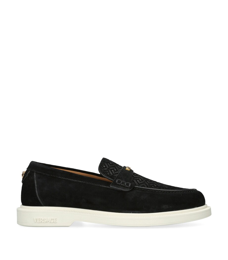 Suede Greco Monogram Loafers BLACK Image 1