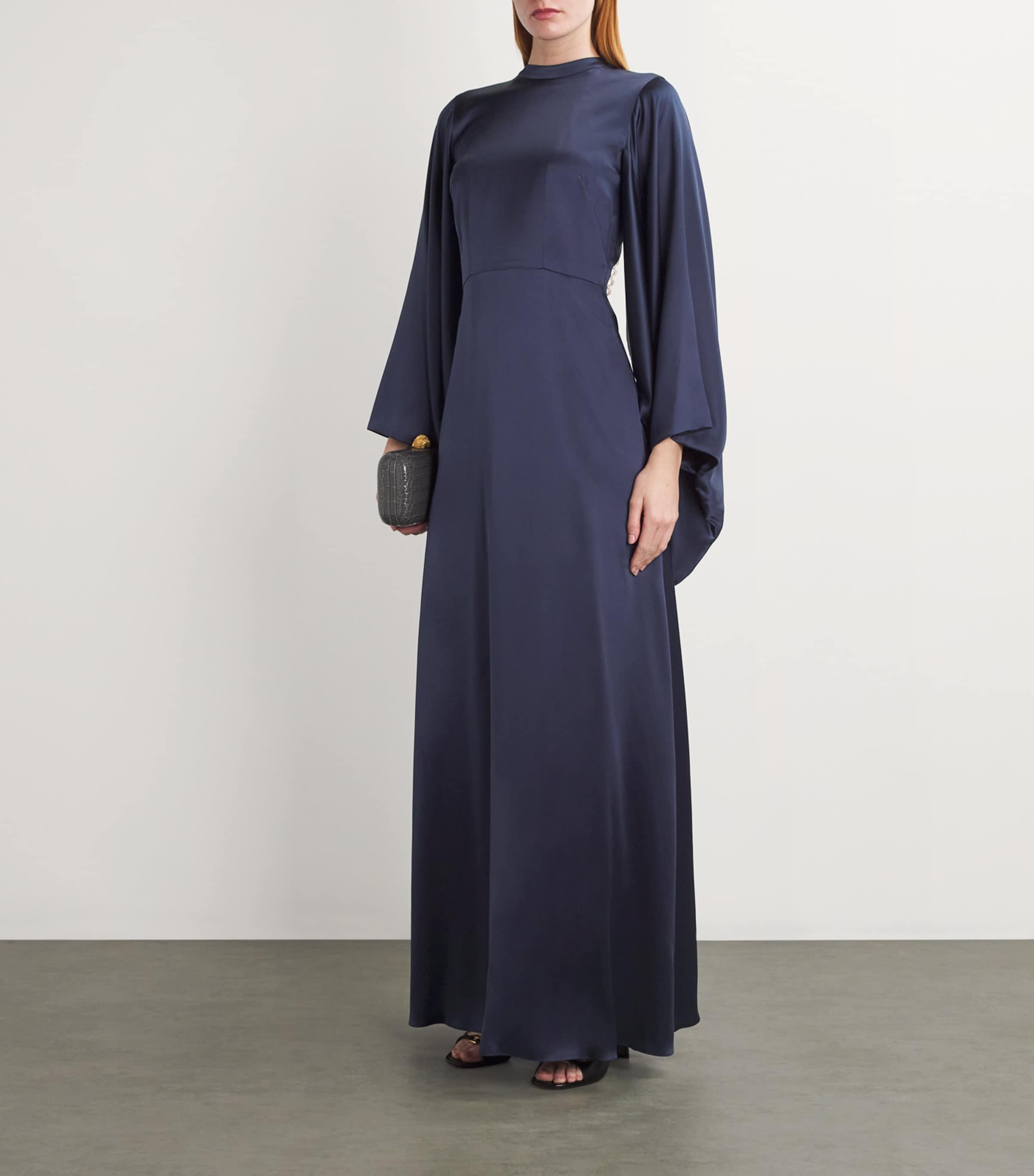 E.STOTT Womens Silk-Crystal Cleo Gown Navy Image 2
