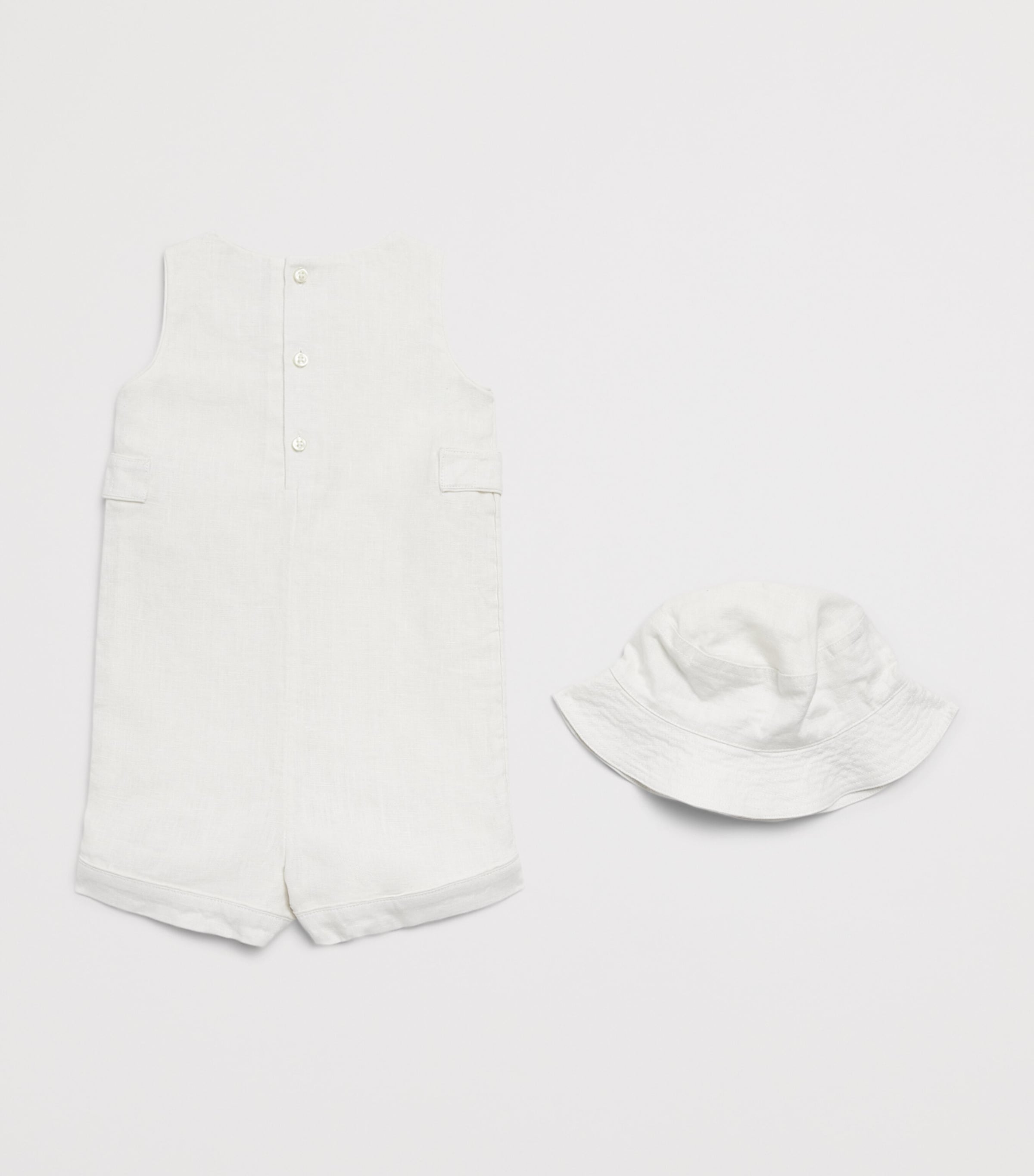 Ralph Lauren Kids Linen Hat and Playsuit Set (3-24 Months) Prchmnt Cr Image 2