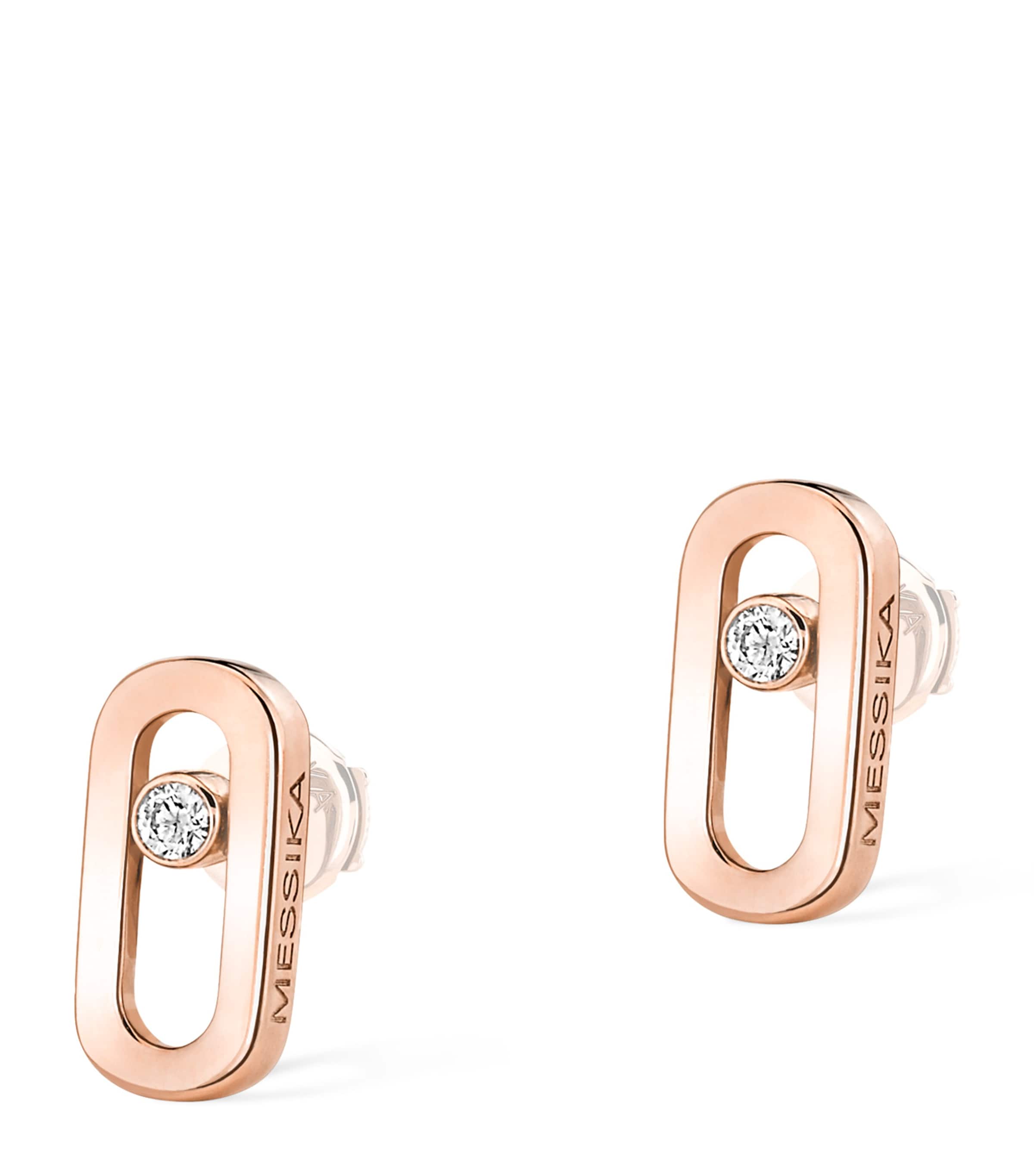 Rose Gold and Diamond Move Uno Earrings PINK GOLD Image 1