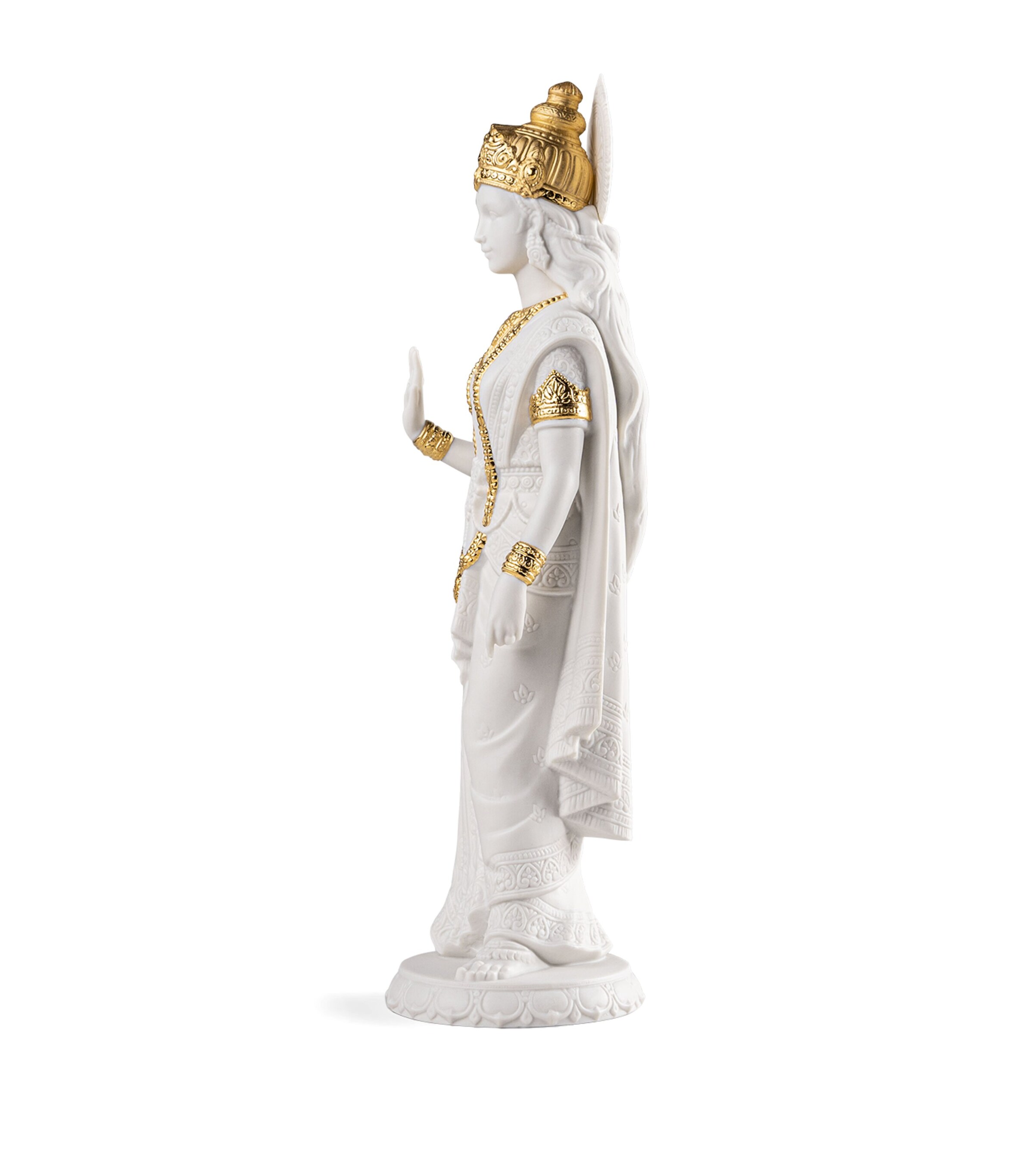 Lladró Porcelain Sita Sculpture White & Gold Image 2