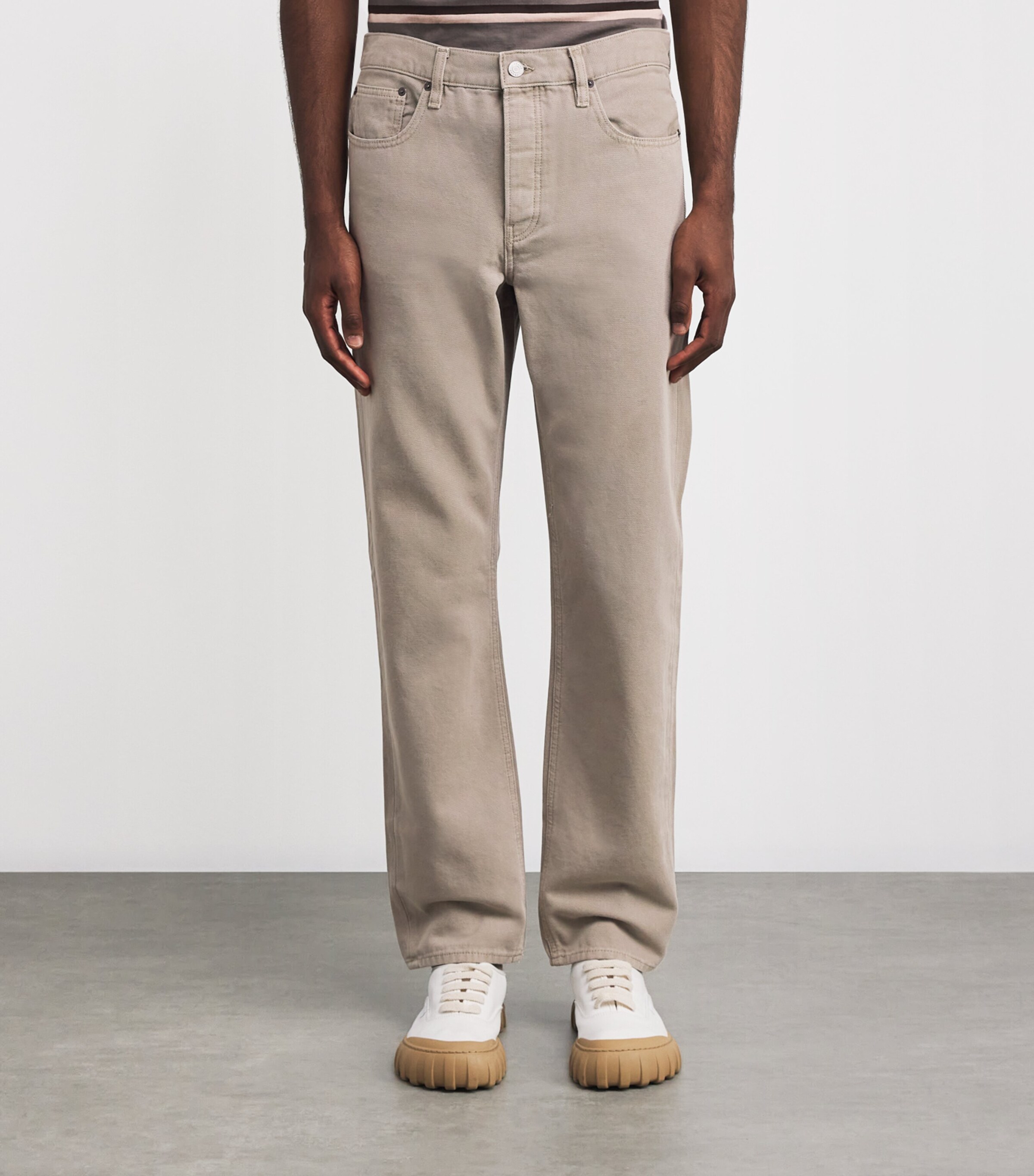 FRAME Mens The Straight Jeans Vintage Khaki Image 3
