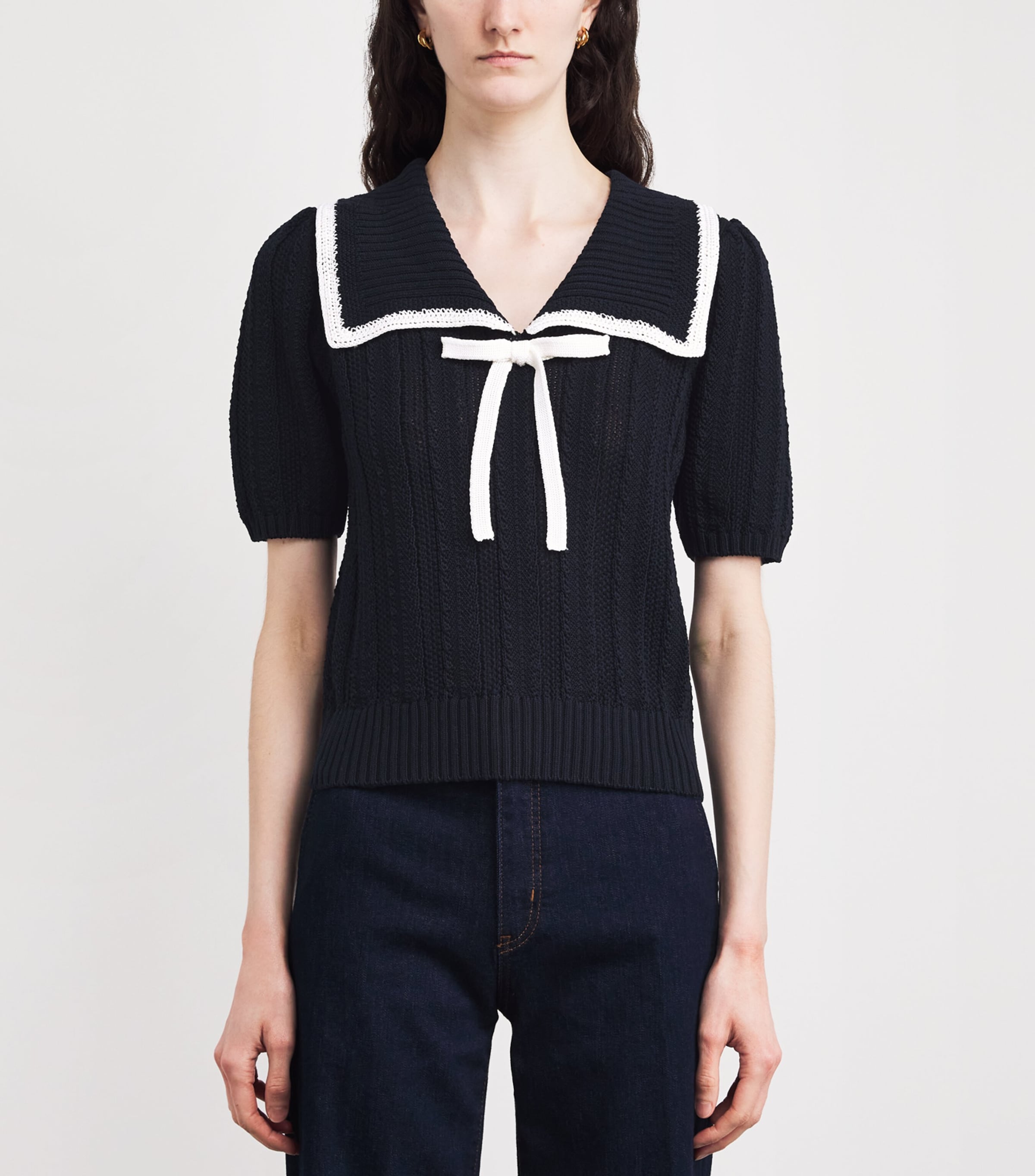 Cotton Pippa Knit Top DEEP NAVY Image 3