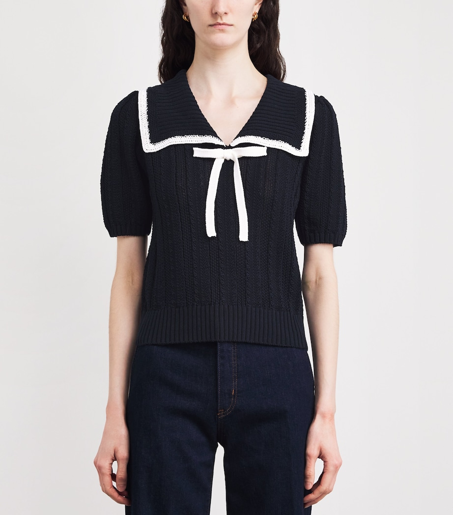 Cotton Pippa Knit Top DEEP NAVY Image 3