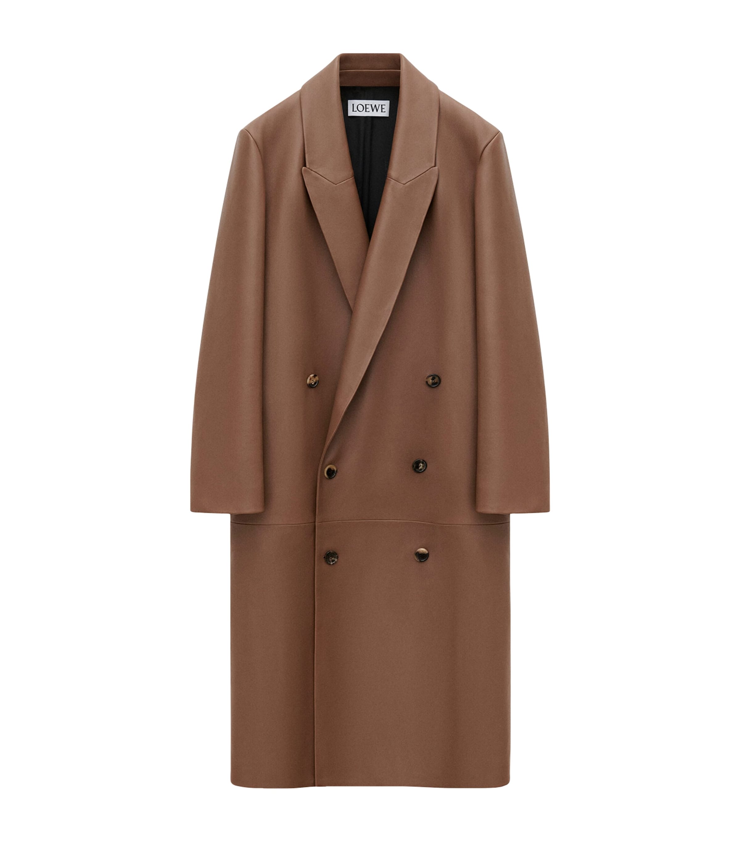 Loewe Lambskin Double-breasted Coat In Brown