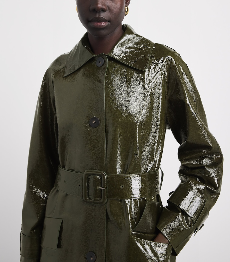 Joseph Womens Patent Leather Zahia Coat Palm Leaf Image 3