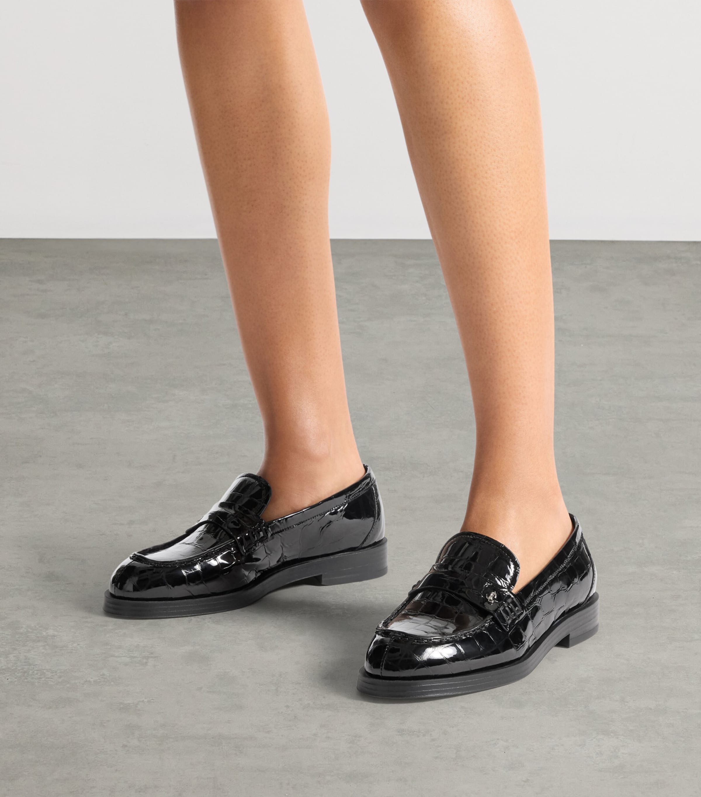 Ivy Croc-Embossed Leather Loafers BLACK Image 2