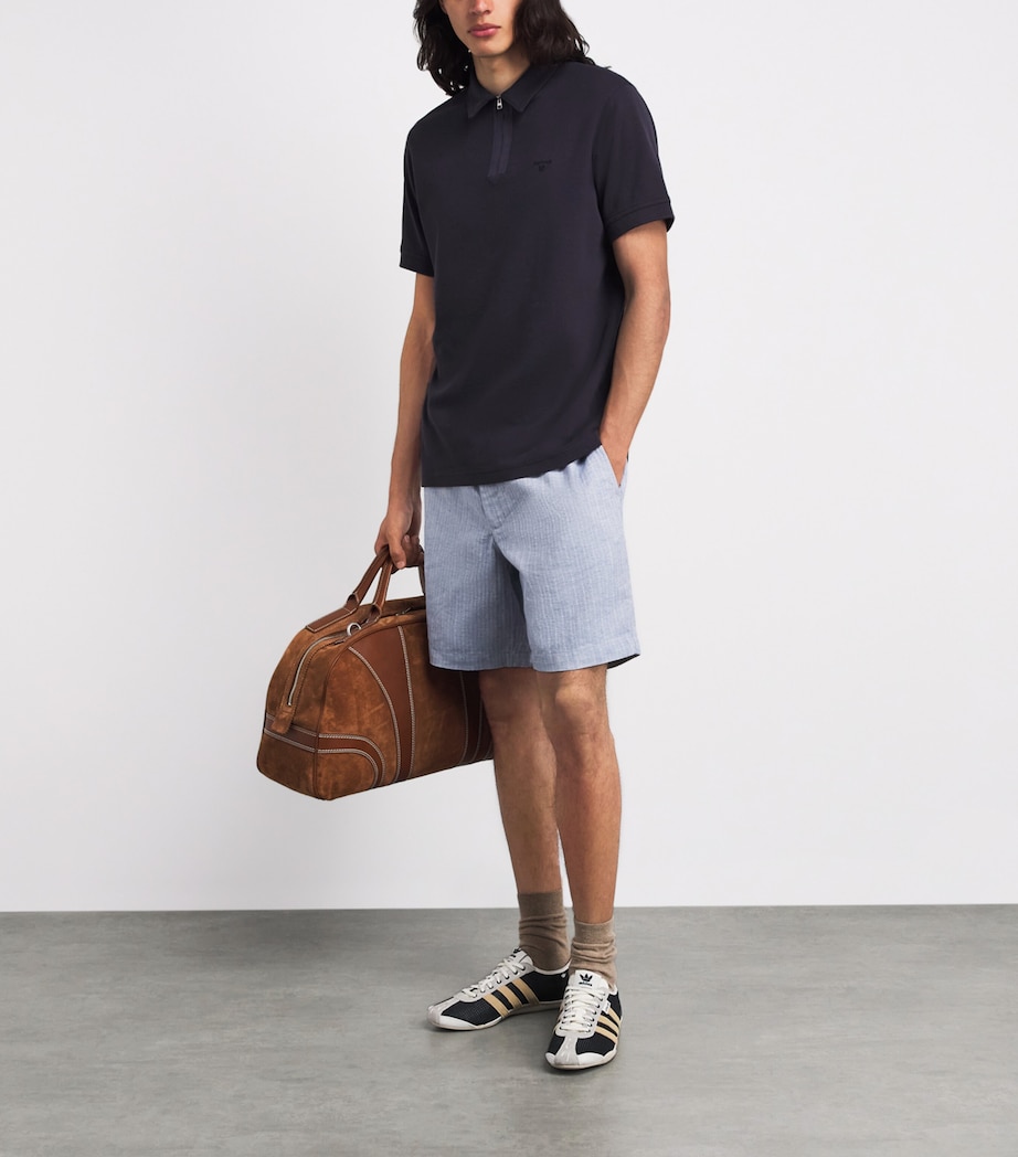Barbour Mens Zip-Up Crackehall Polo Shirt Dark Navy Image 2