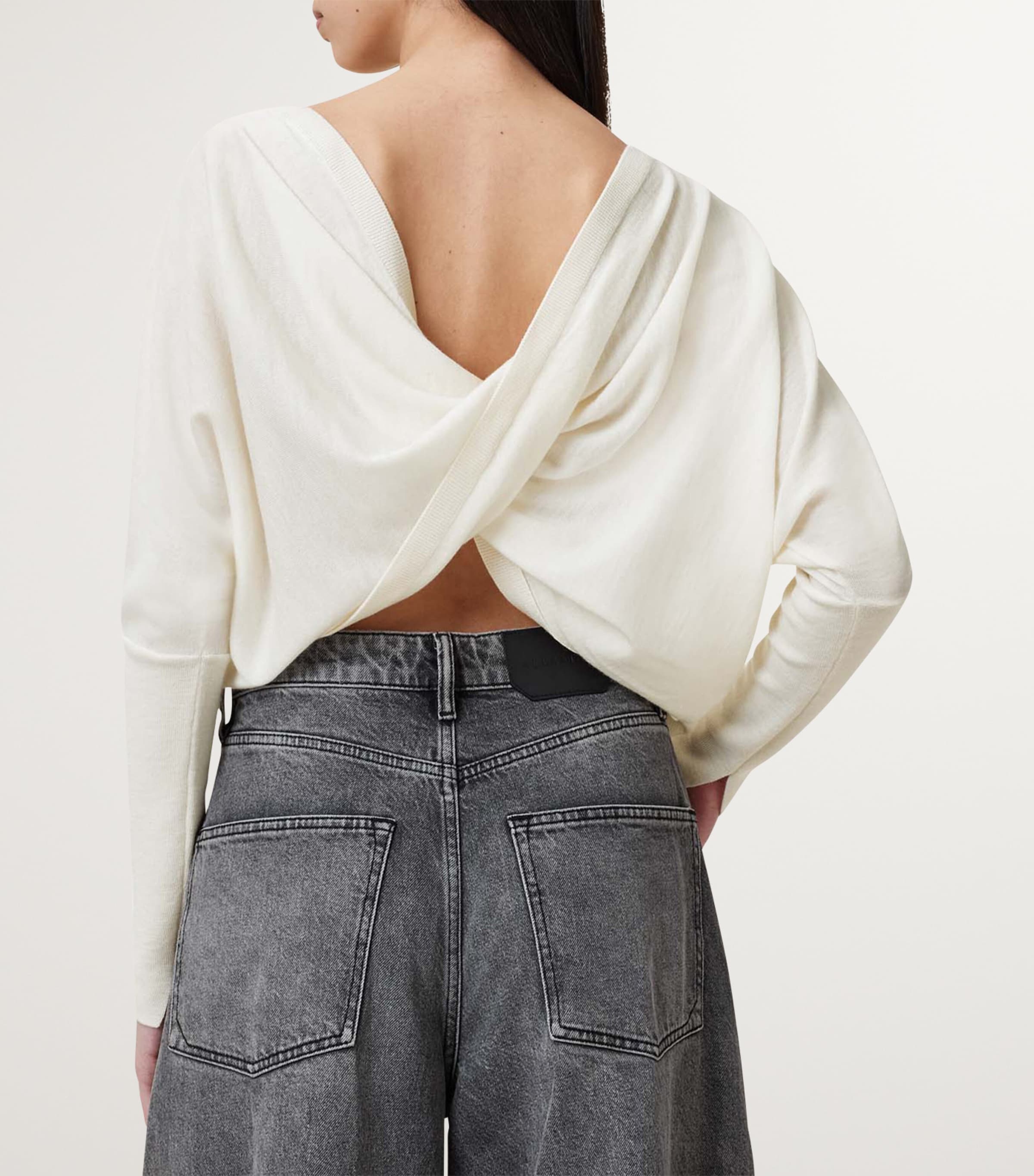 AllSaints Womens Wool Julieana Wrap Sweater Chalk White Image 5