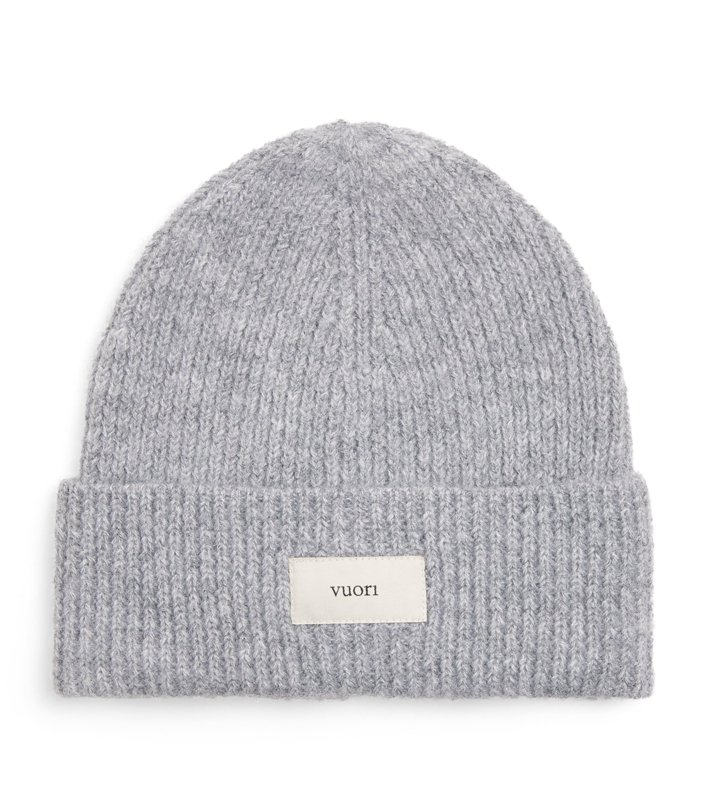 Vuori Rib-knit Label Beanie In Gray