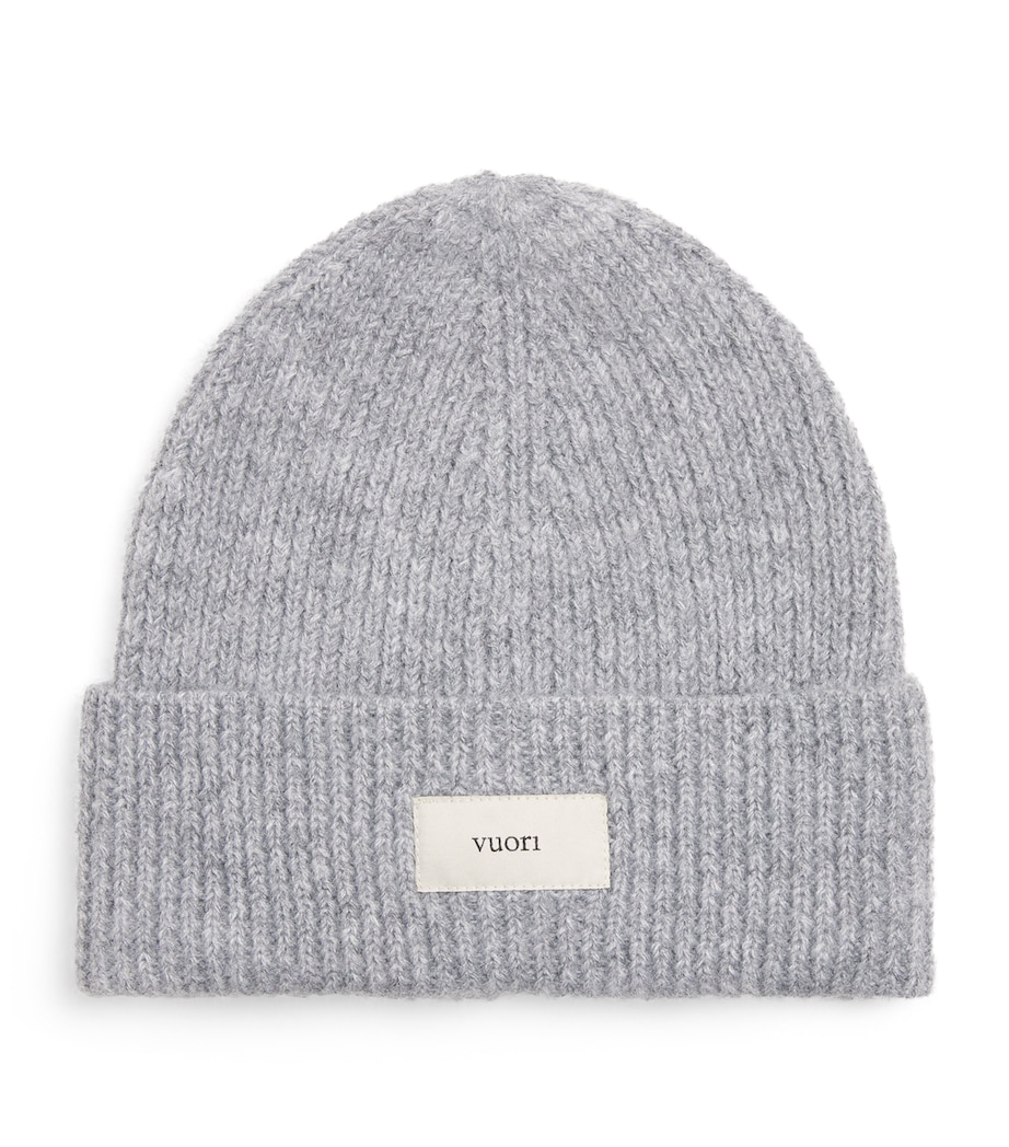 Rib-Knit Label Beanie LHG-LT HEATHER GREY Image 1