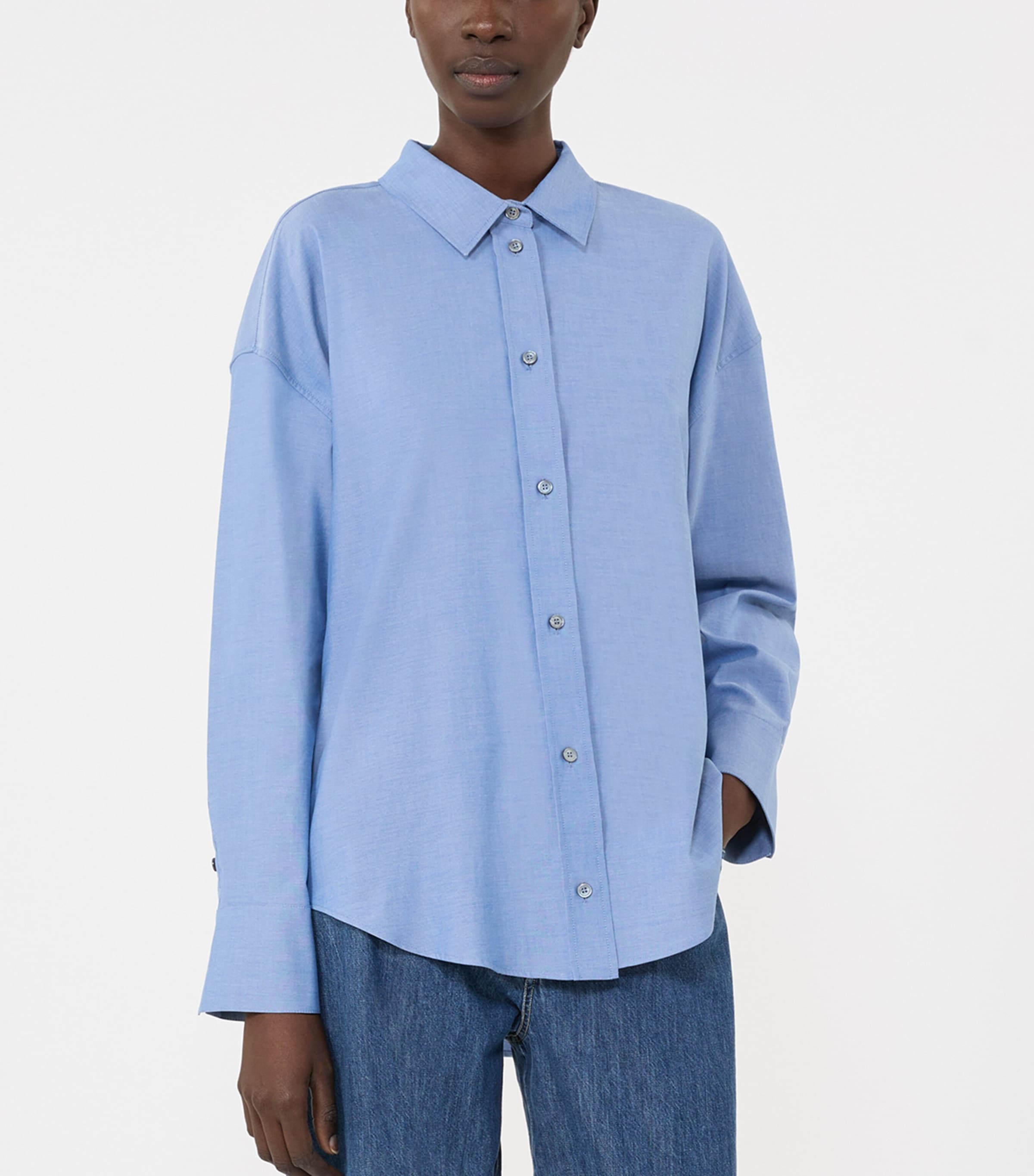 Max Mara Womens Cotton Oxford Shirt Cornflower Blue Image 3
