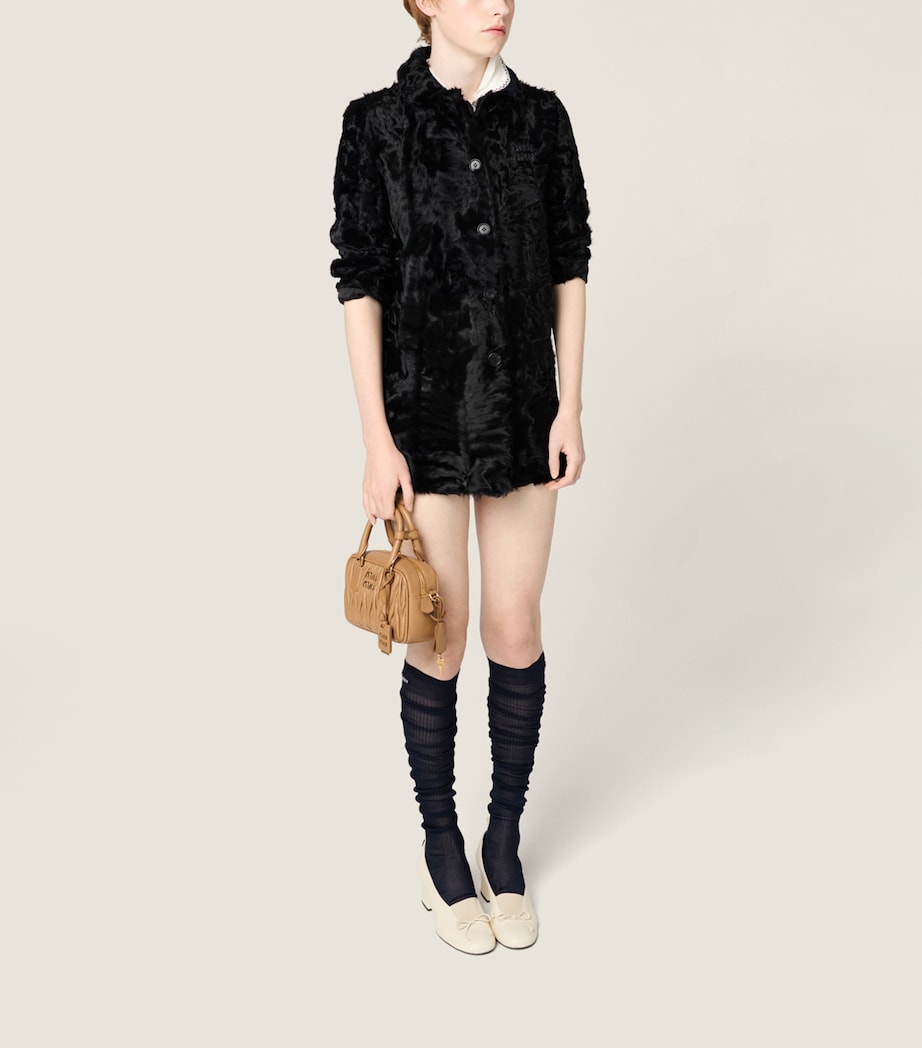 Miu Miu Womens Shearling Coat Black Image 5