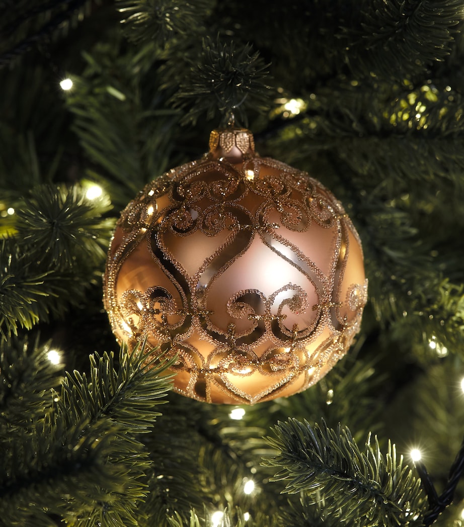 Harrods Glass Bead-Embellished Swirl Bauble Gold Image 3