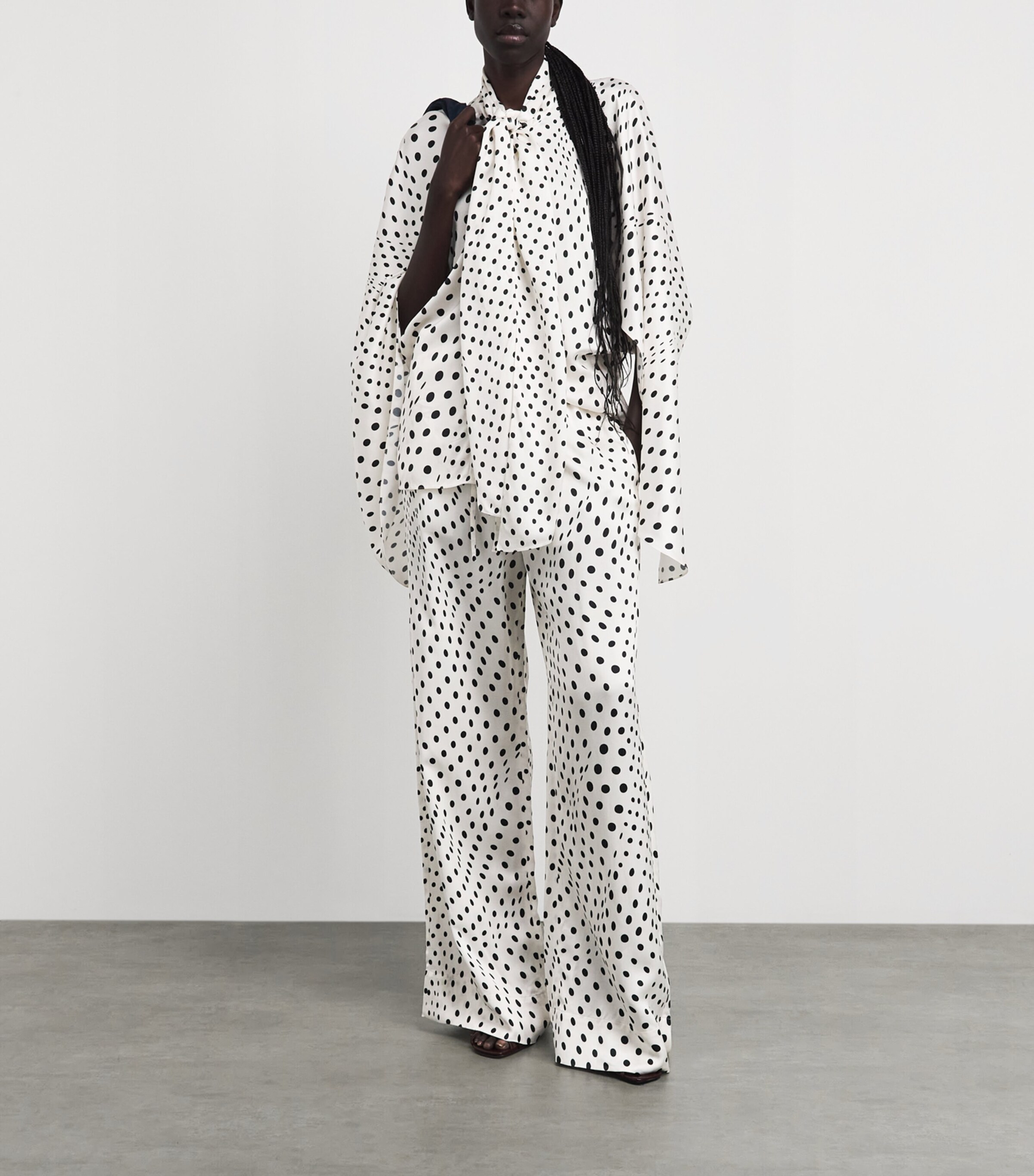 Stella McCartney Womens Polka Dot Wide-Leg Trousers White/black Image 2