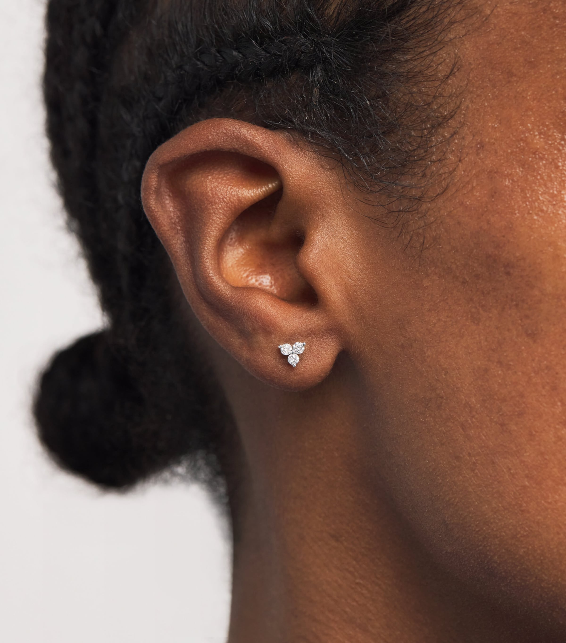 White Gold and Diamond Triangle Single Earring WHITE GOLD Image 2