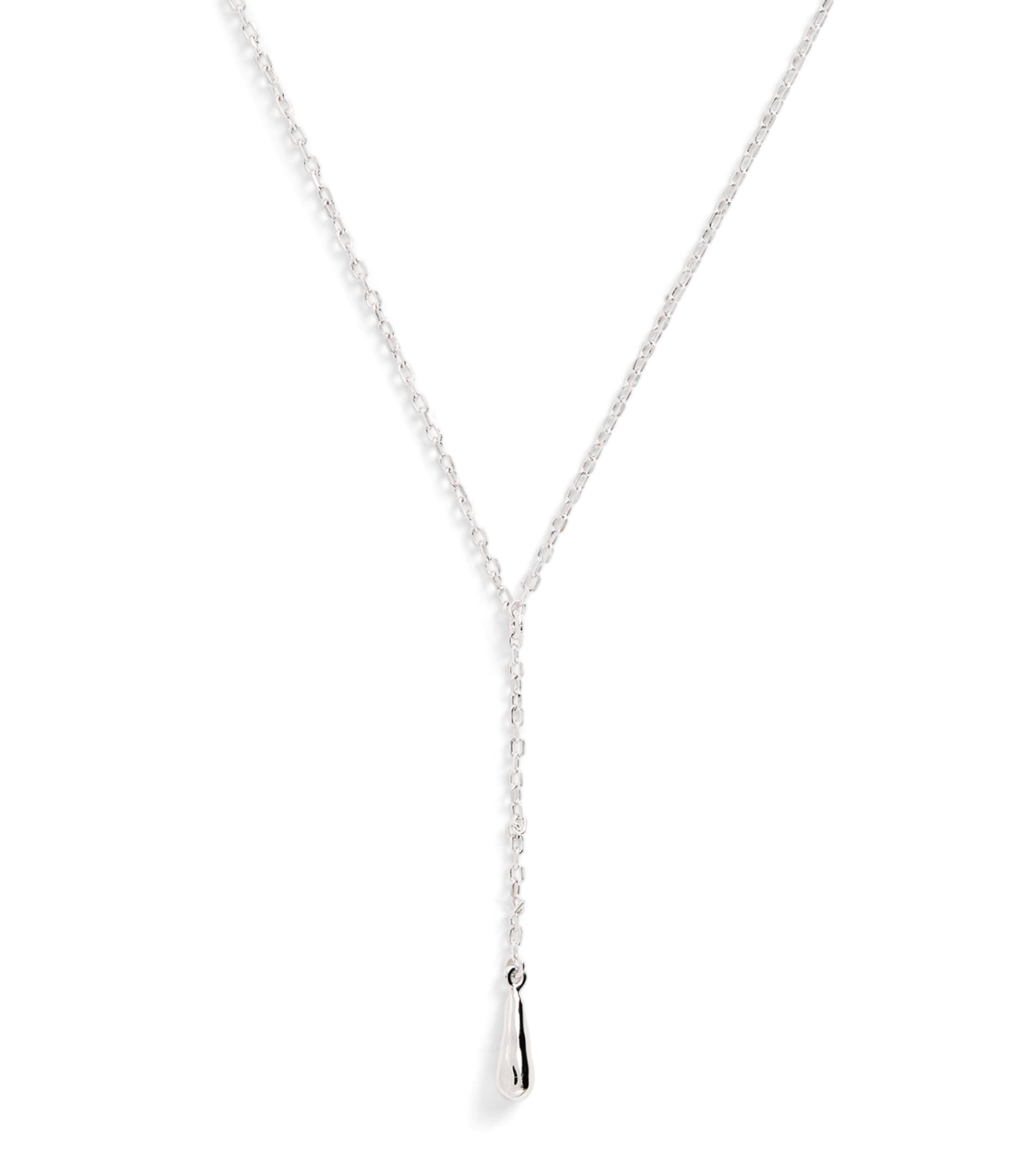 Astrid & Miyu Sterling Silver Molten Charm Lariat Necklace In Metallic