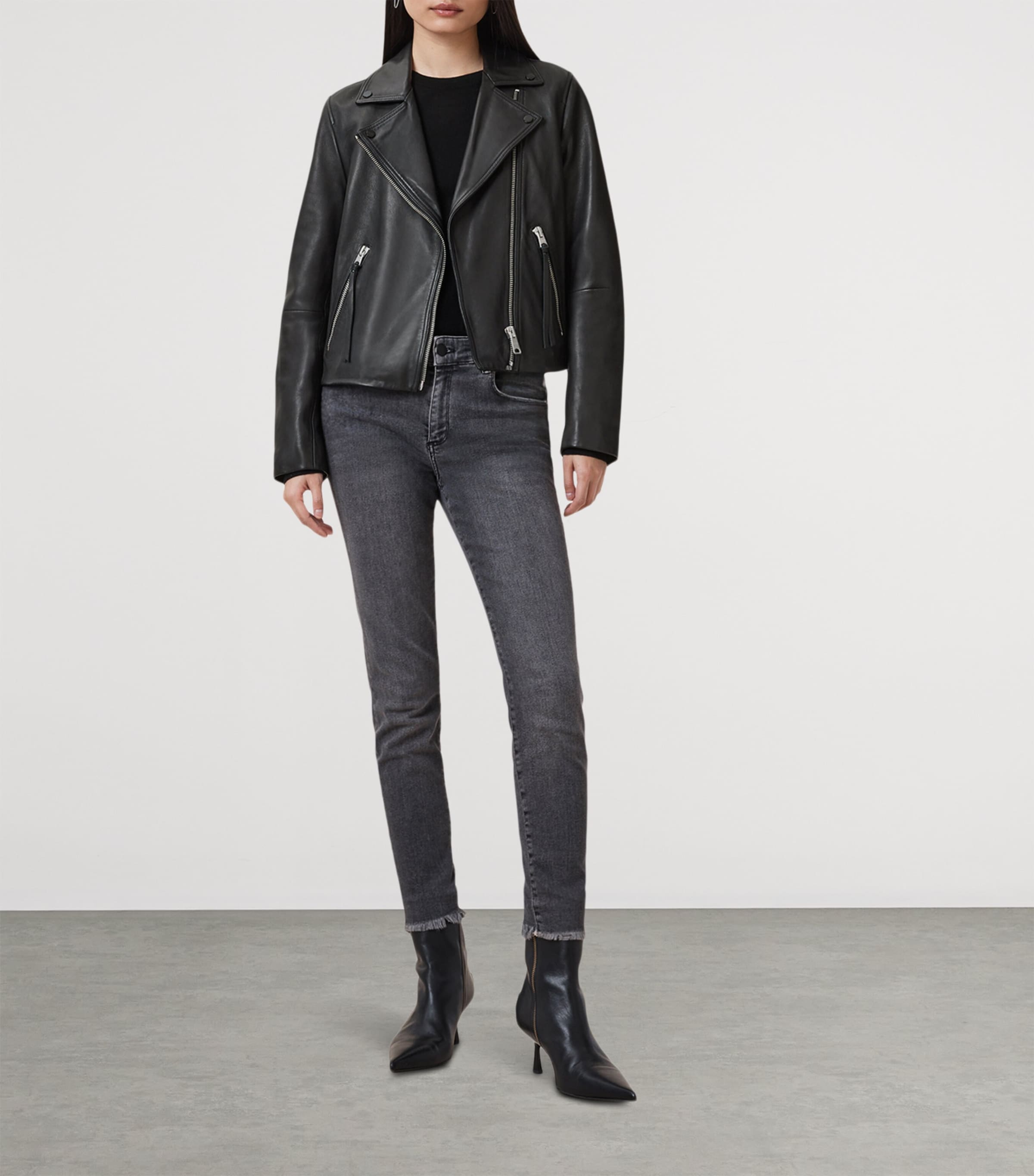 Leather Dalby Biker Jacket BLACK Image 2