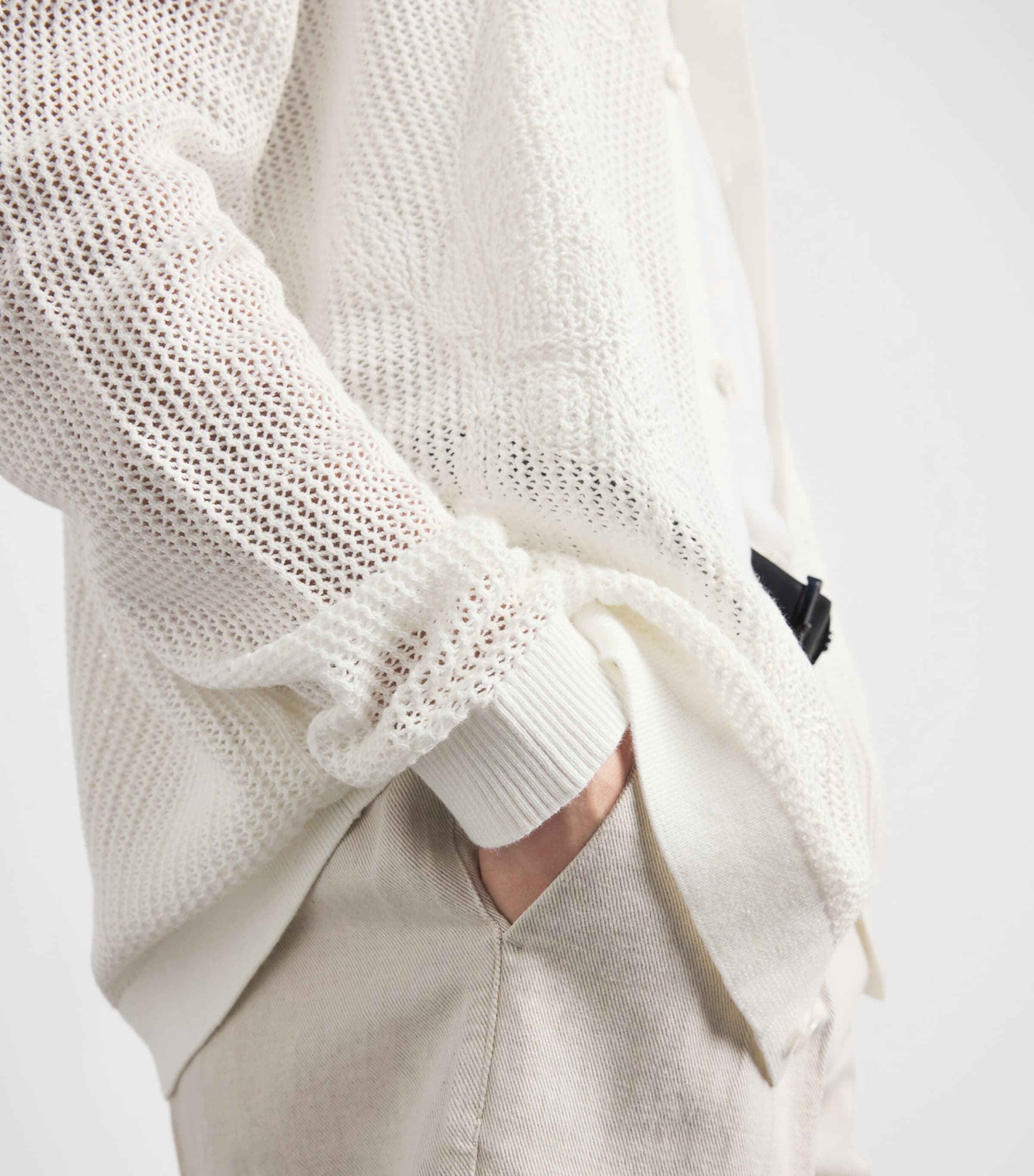 CHÉ Mens Feriando Crochet Shirt Ivory Image 3