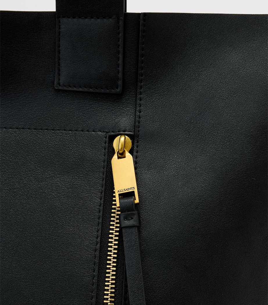 AllSaints Leather Alba East West Tote Bag Black Image 5