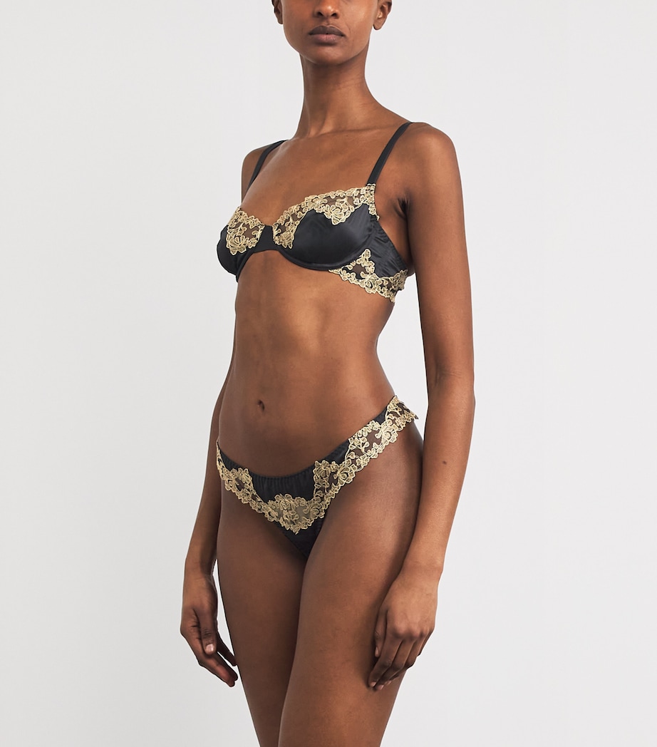 Silk-Blend Reina Half-Cup Bra BLACK & GOLD Image 2