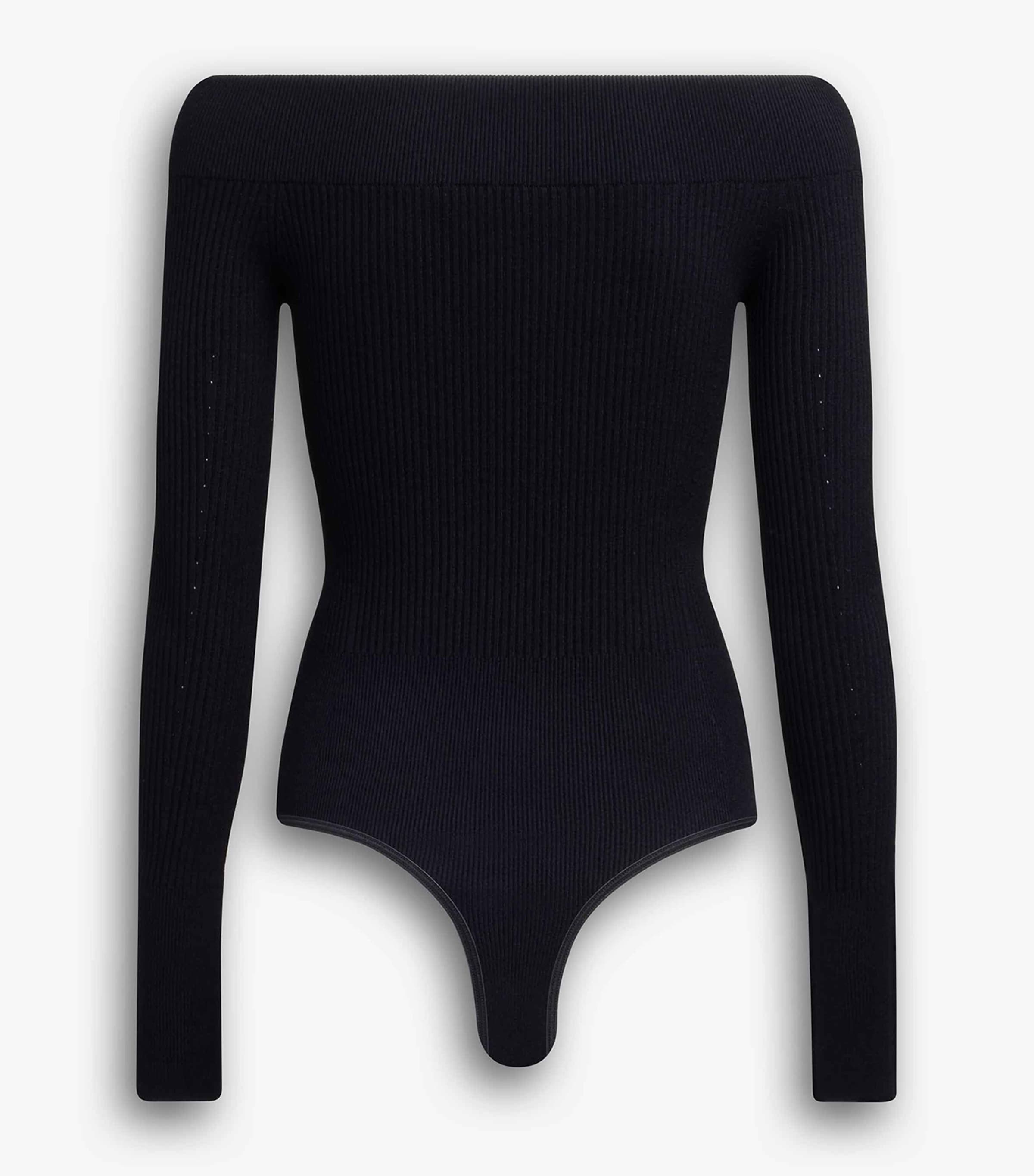 Off-The-Shoulder Ribbed Bodysuit NOIR ALAIA Image 2