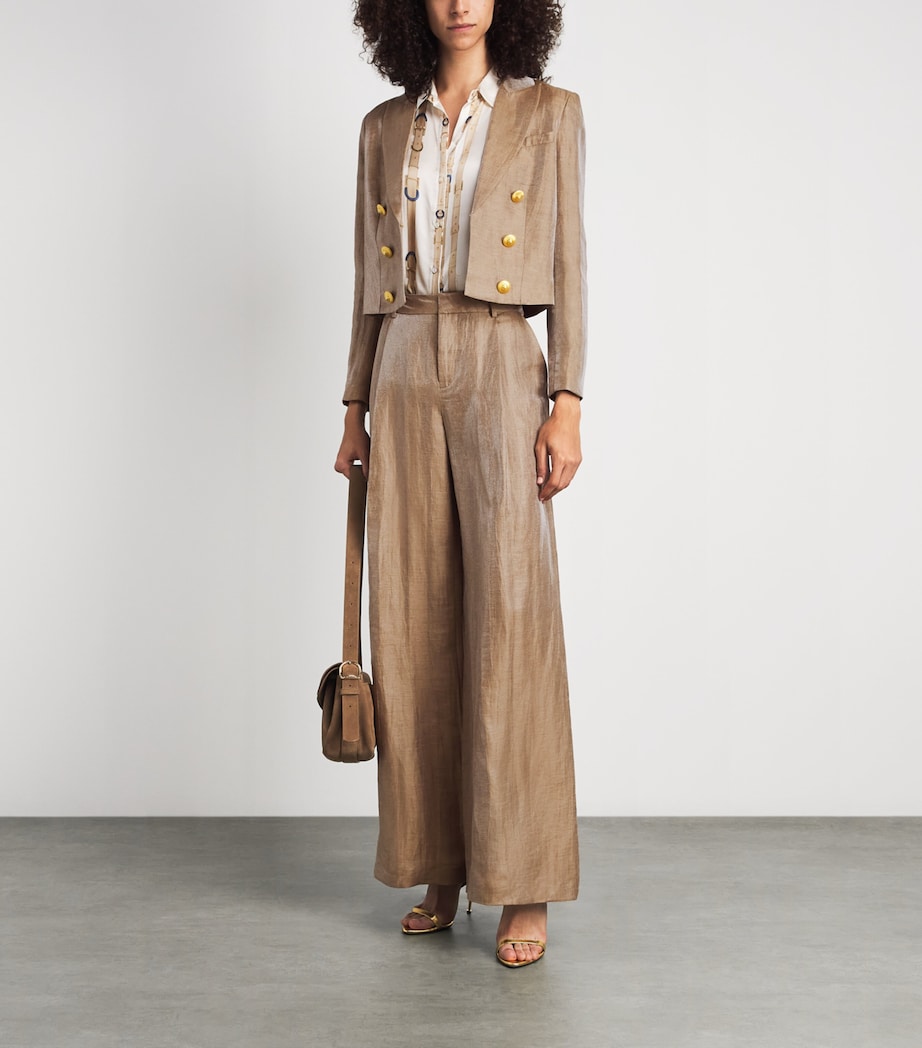 L'Agence Womens Linen-Blend Inez Blazer Ltgd Latte/gold Image 2