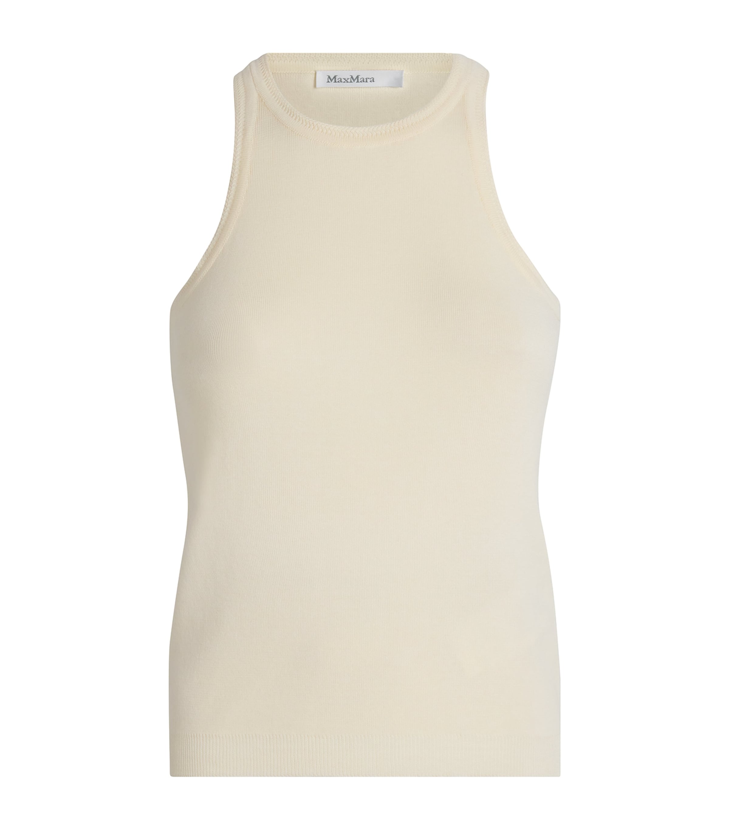 Max Mara Cotton Crew Neck Top With Ribbed Texture In White