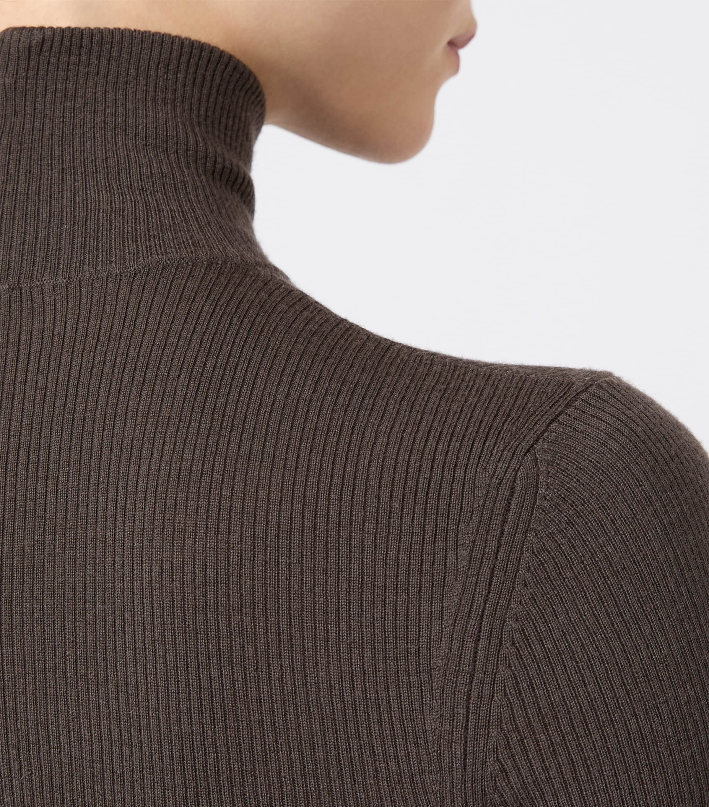 Max Mara Womens Virgin Wool High-Neck Sweater Mud Image 4