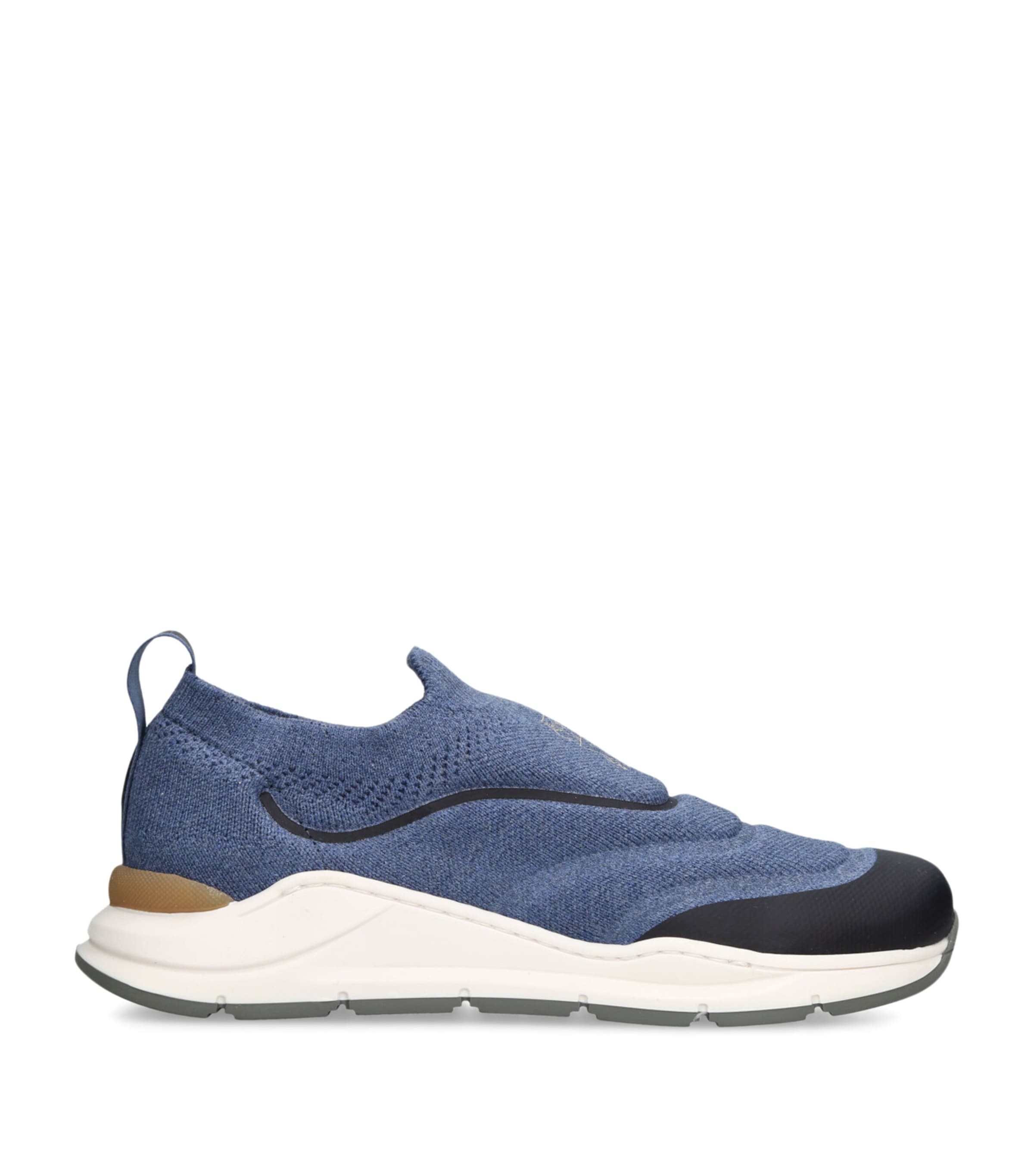 Brunello Cucinelli Kids Knitted Slip-On Sneakers Blue Image 1