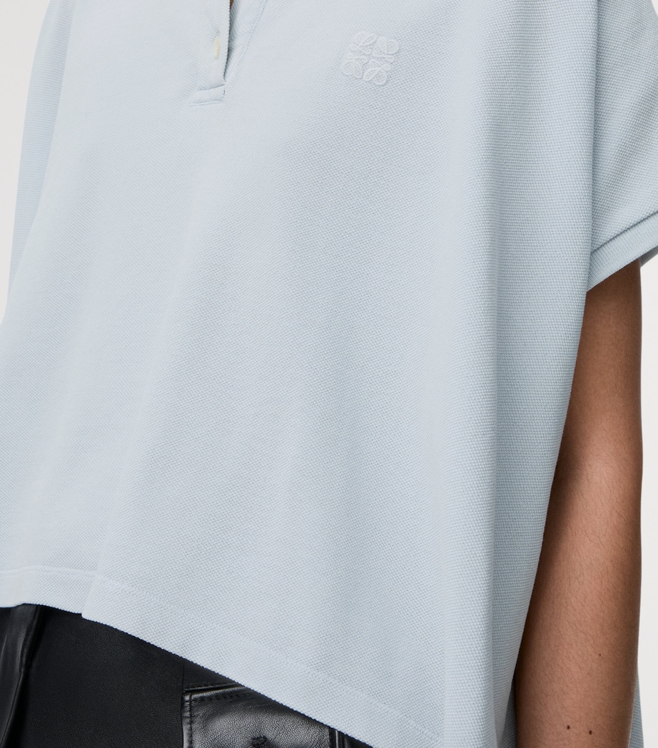 LOEWE Womens Stretch-Cotton Polo Shirt Light Blue Image 5