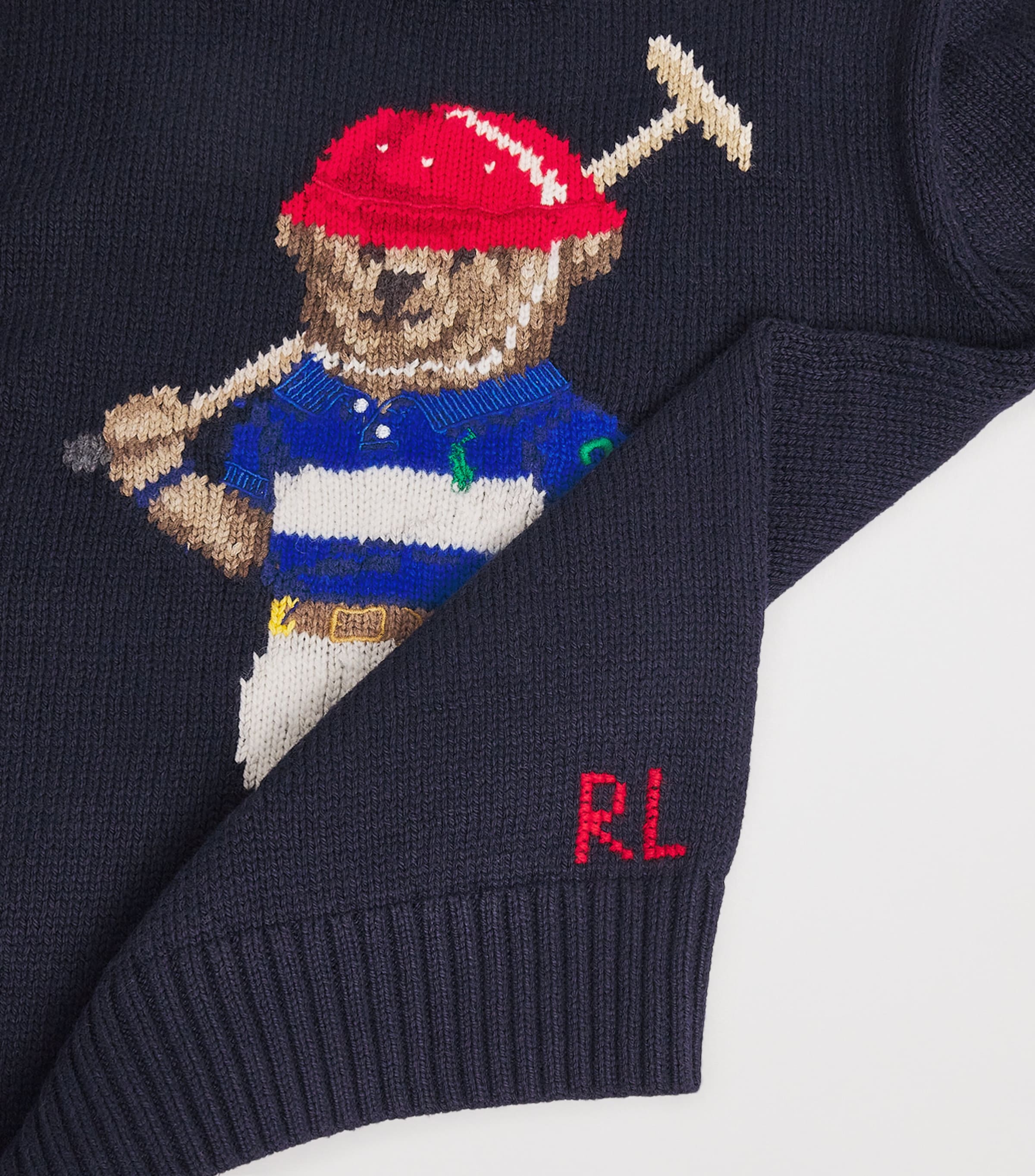Cotton Polo Bear Sweater (6-14 Years) NAVY Image 3