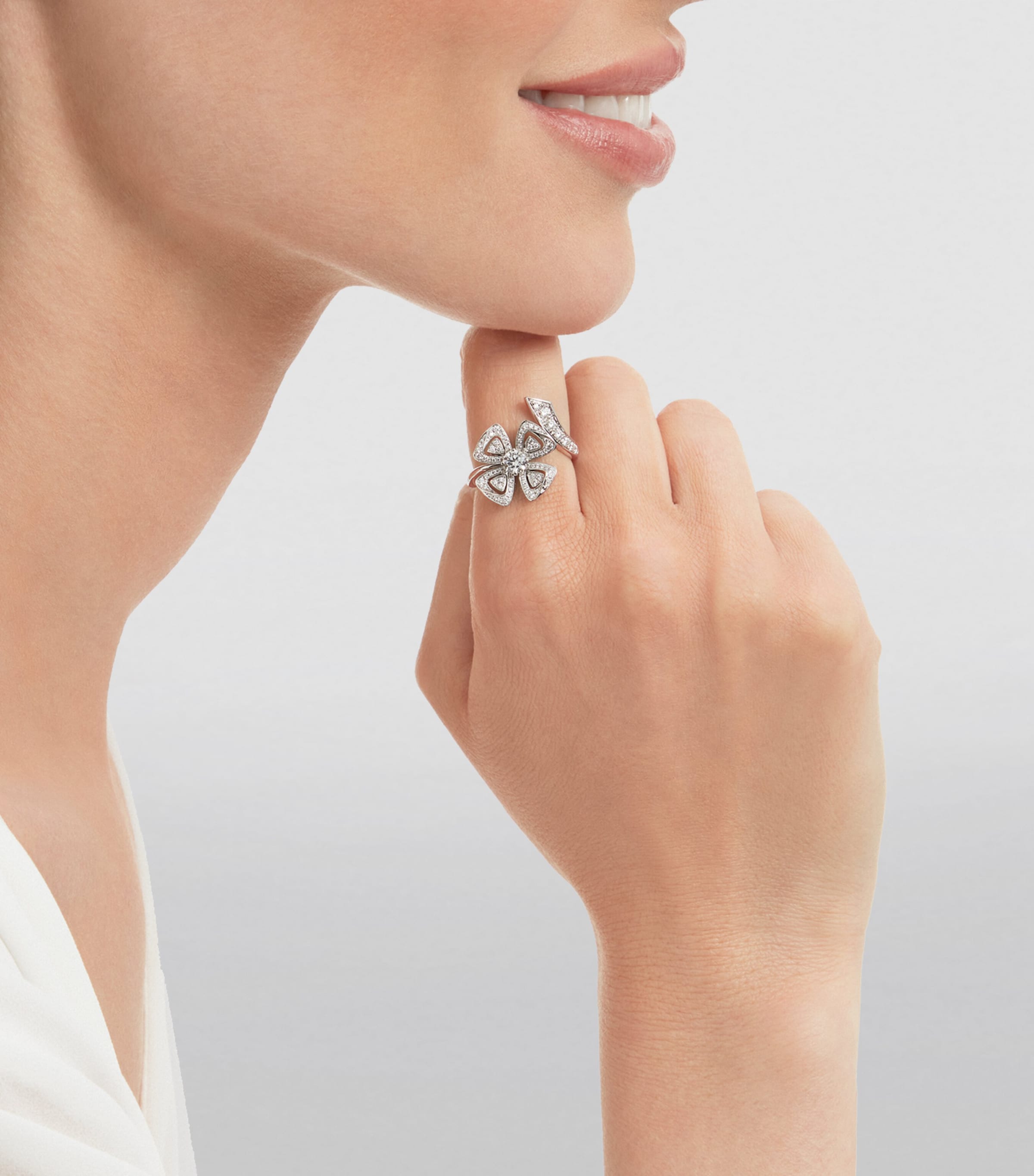 White Gold and Diamond Fiorever Ring WHITE GOLD Image 3