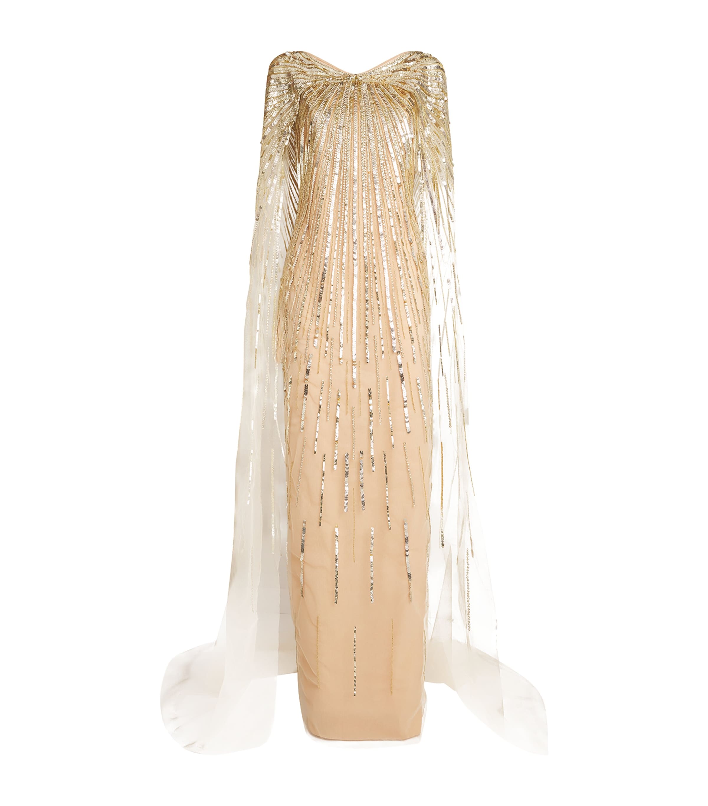 Pamella Roland Embellished Degrade Gown In Gold