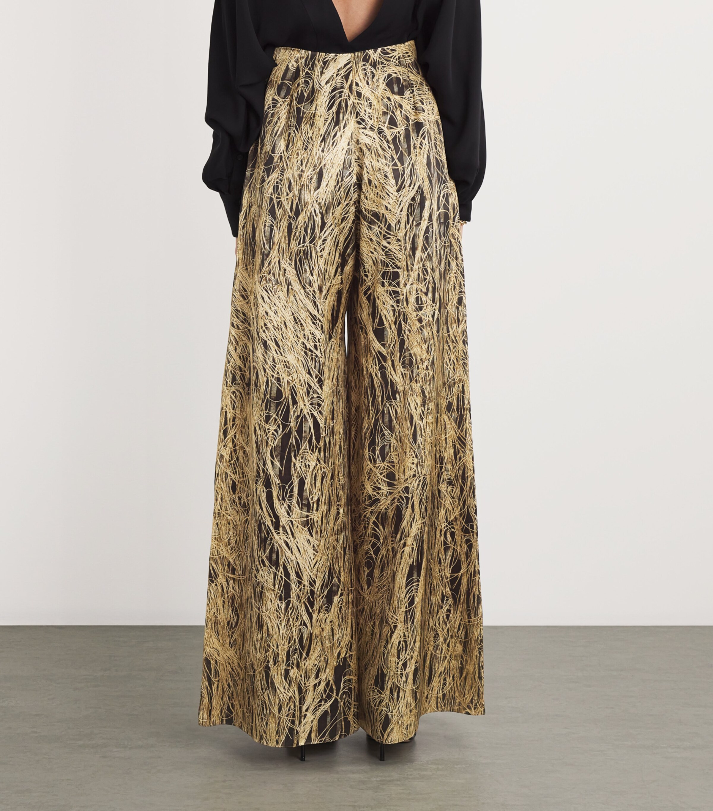 Silk Arneau Wide-Leg Trousers FEATHER SCAN GOLD Image 4