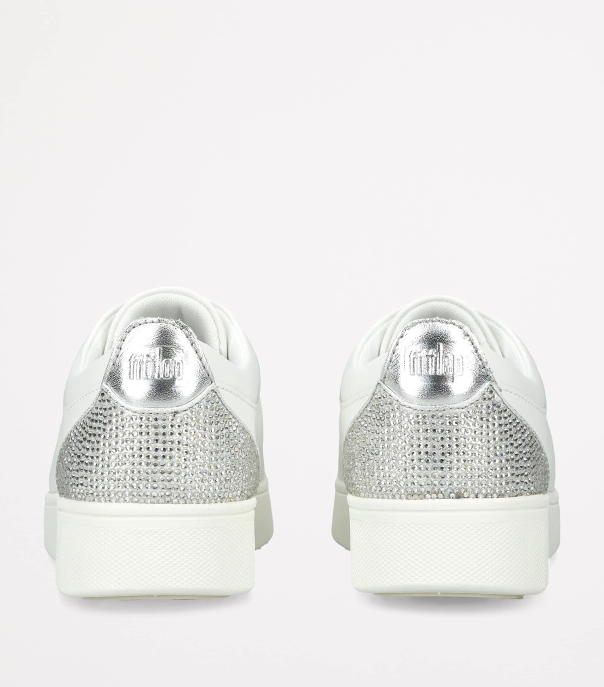 FitFlop Leather Embellished Rally Sneakers Silver Com Image 2