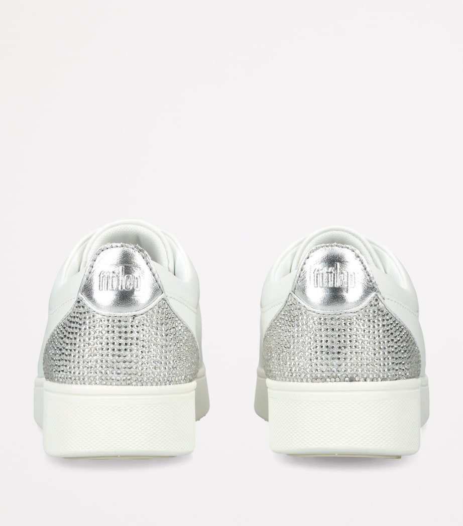 FitFlop Leather Embellished Rally Sneakers Silver Com Image 2