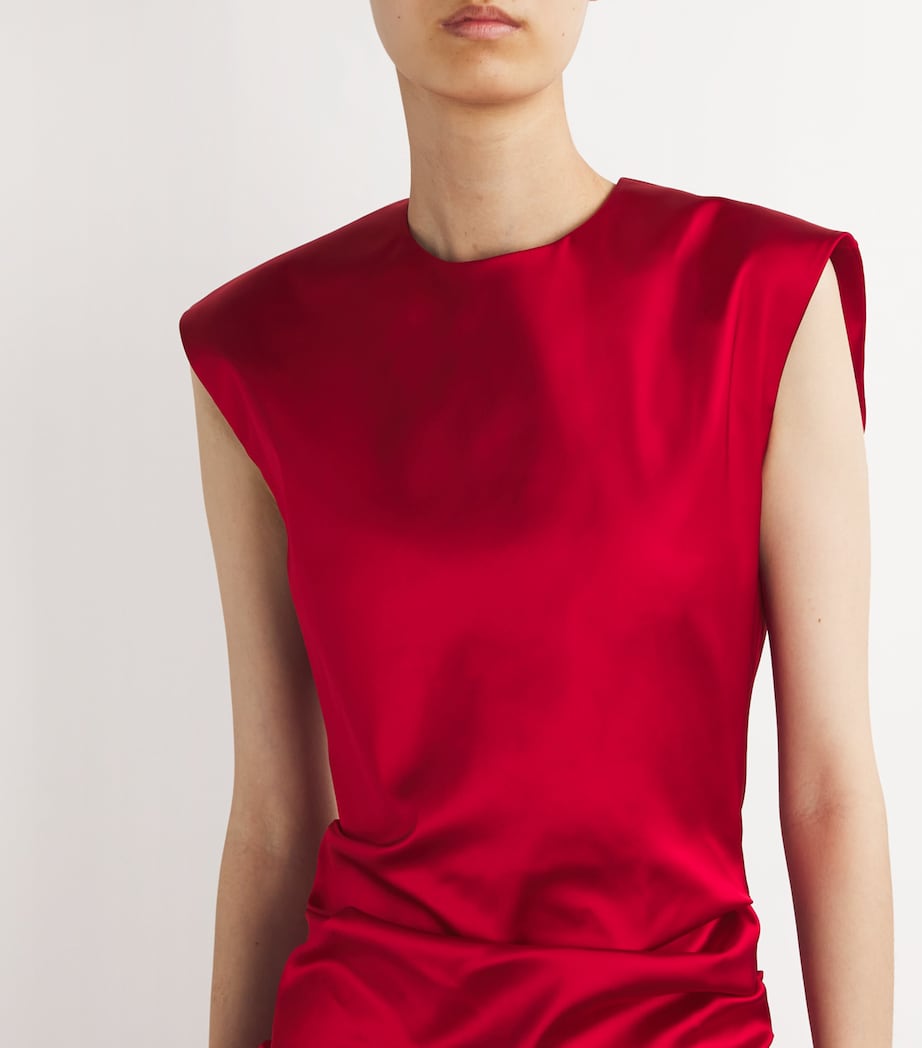 Max Mara Womens Gathered Maxi Dress Red Image 4